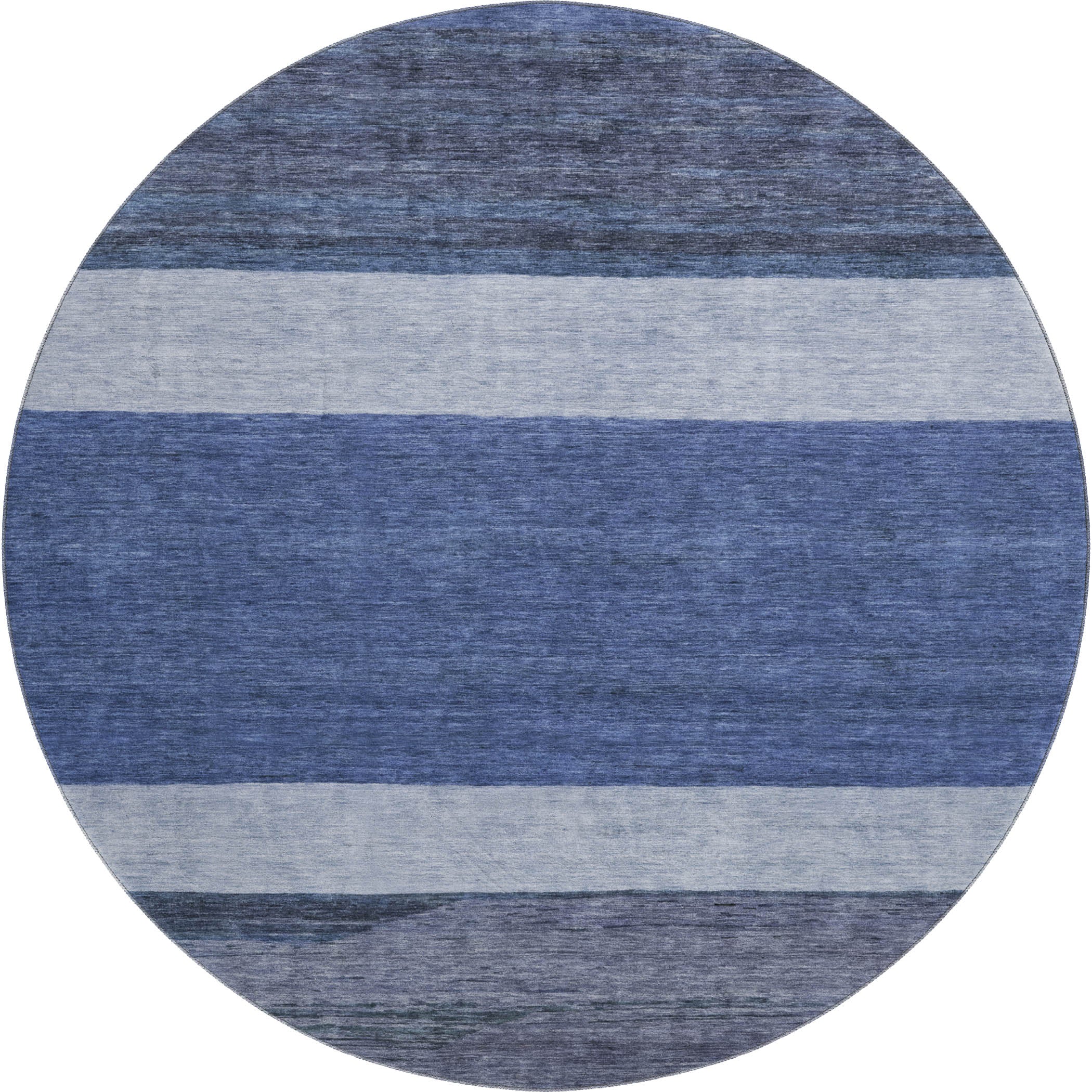 Ghent Machine Washable Transitional Navy Blue Rug 8' x 8' #shape_Round