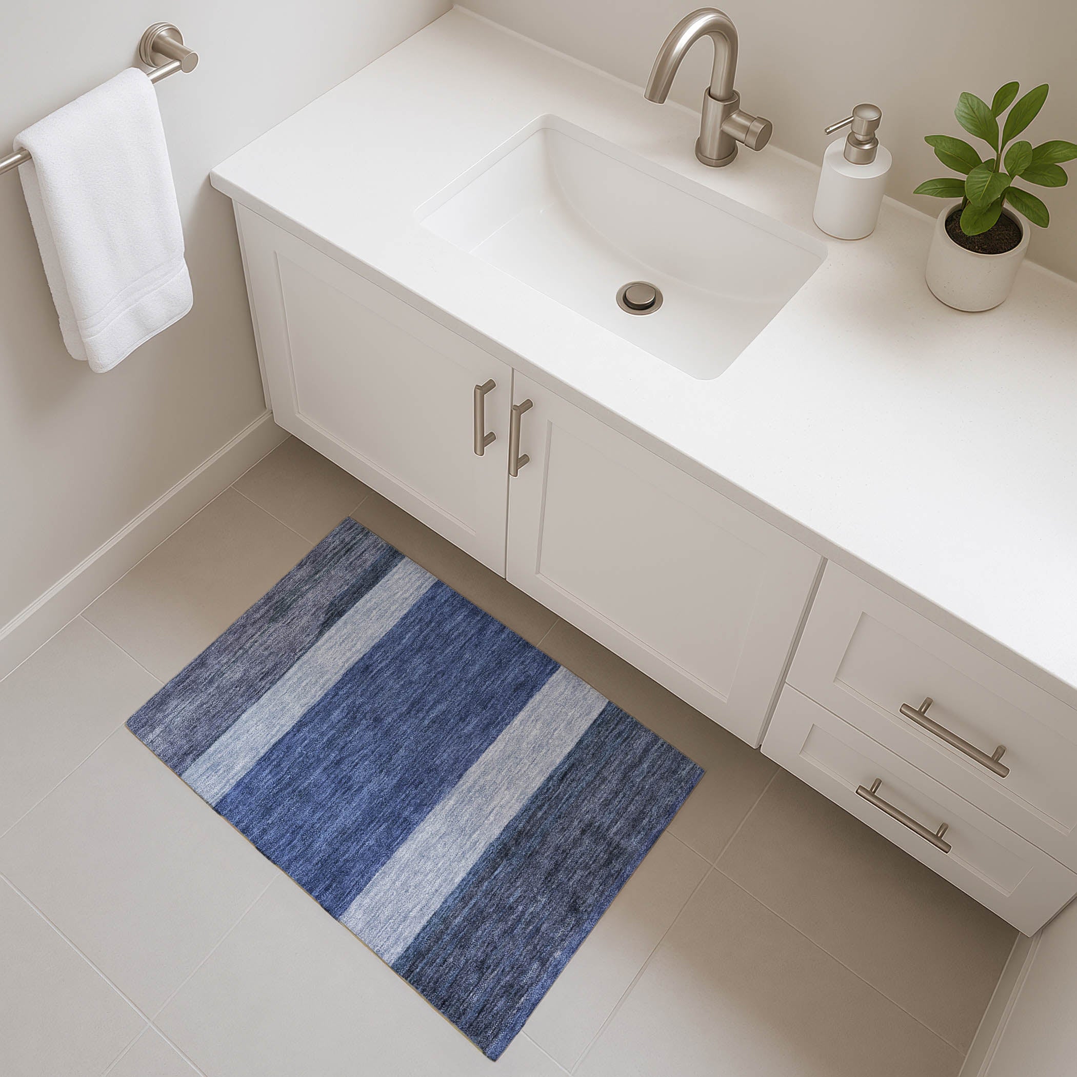 Ghent Machine Washable Transitional Navy Blue Rug 1'8" x 2'6" #shape_Rectangle