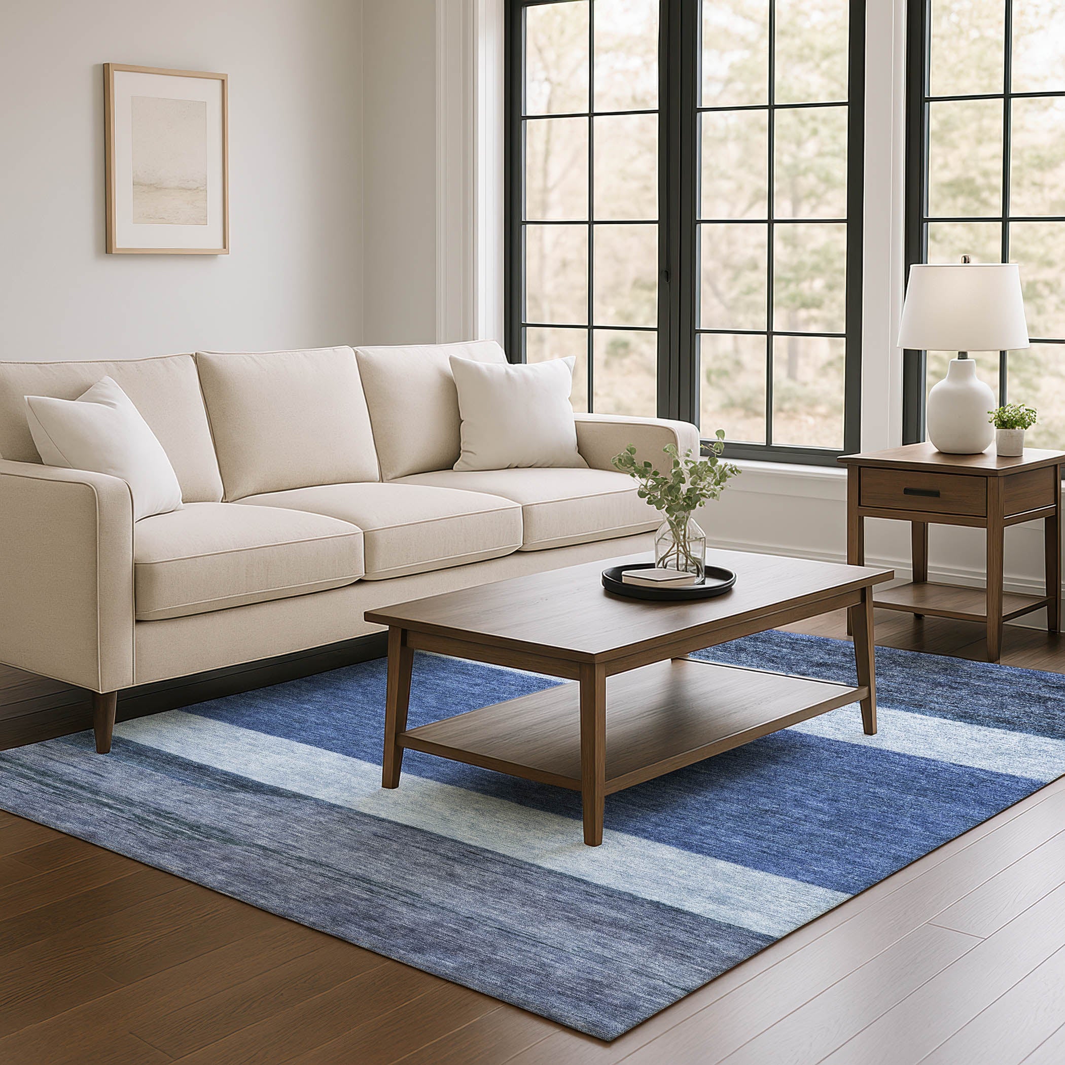 Ghent Machine Washable Transitional Navy Blue Rug 2'6" x 3'10" #shape_Rectangle