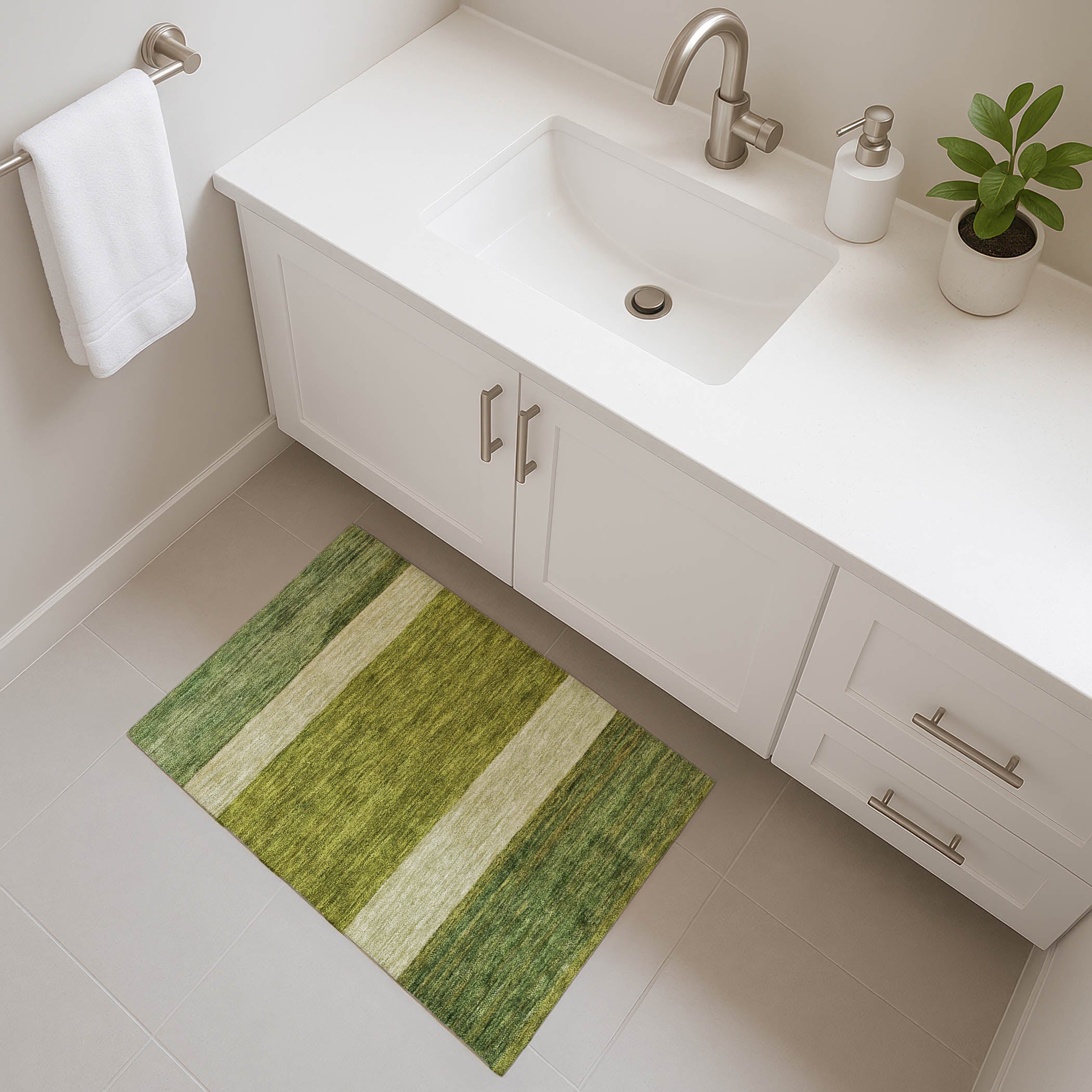 Ghent Machine Washable Transitional Olive Green Rug 1'8" x 2'6" #shape_Rectangle