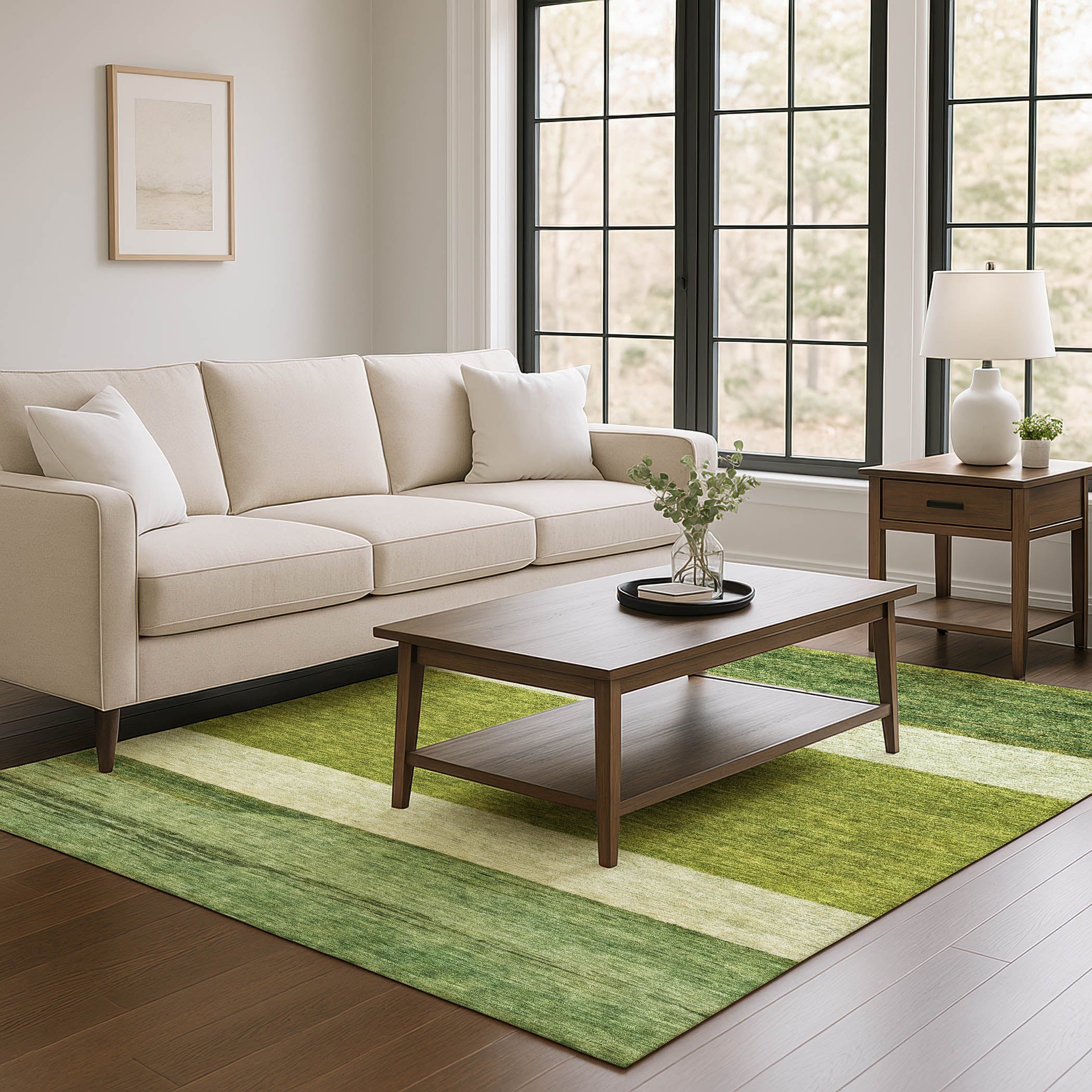 Ghent Machine Washable Transitional Olive Green Rug 2'6" x 3'10" #shape_Rectangle