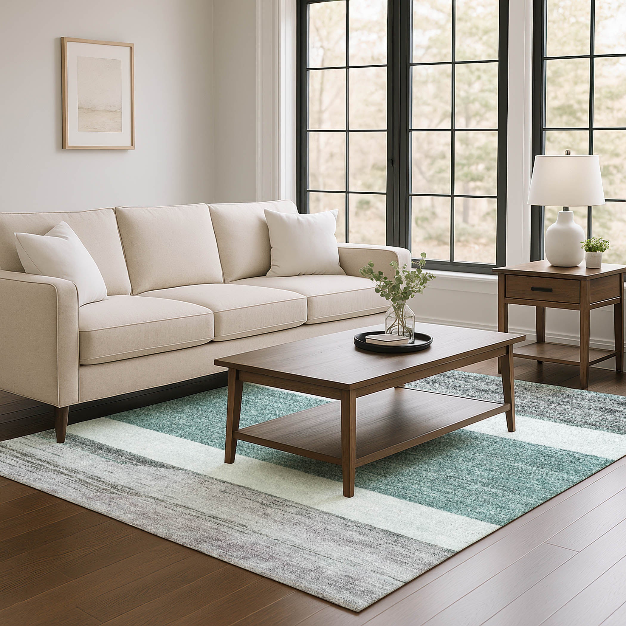 Ghent Machine Washable Transitional Teal Rug 2'6" x 3'10" #shape_Rectangle
