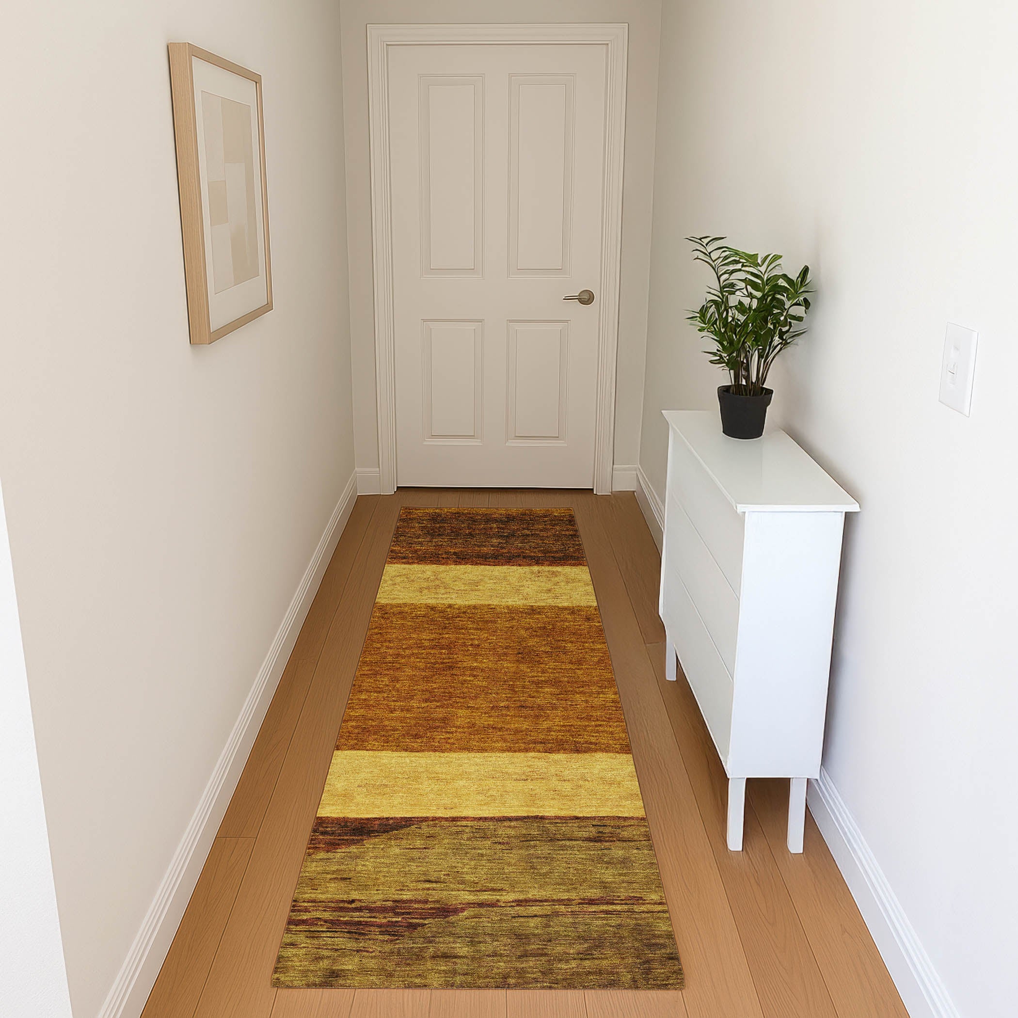 Ghent Machine Washable Transitional Terracotta Orange Rug 2'3" x 7'6" #shape_Runner