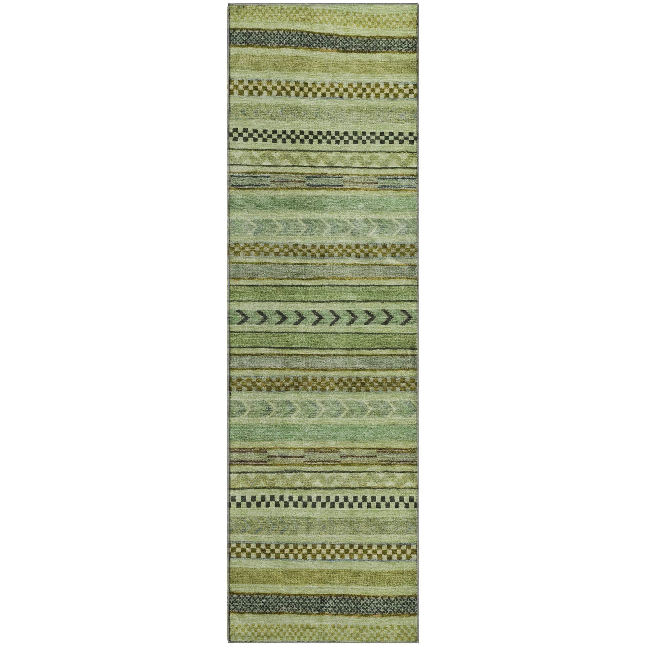 Sarajevo Machine Washable Transitional Aloe Green Rug 2'3" x 7'6" #shape_Runner