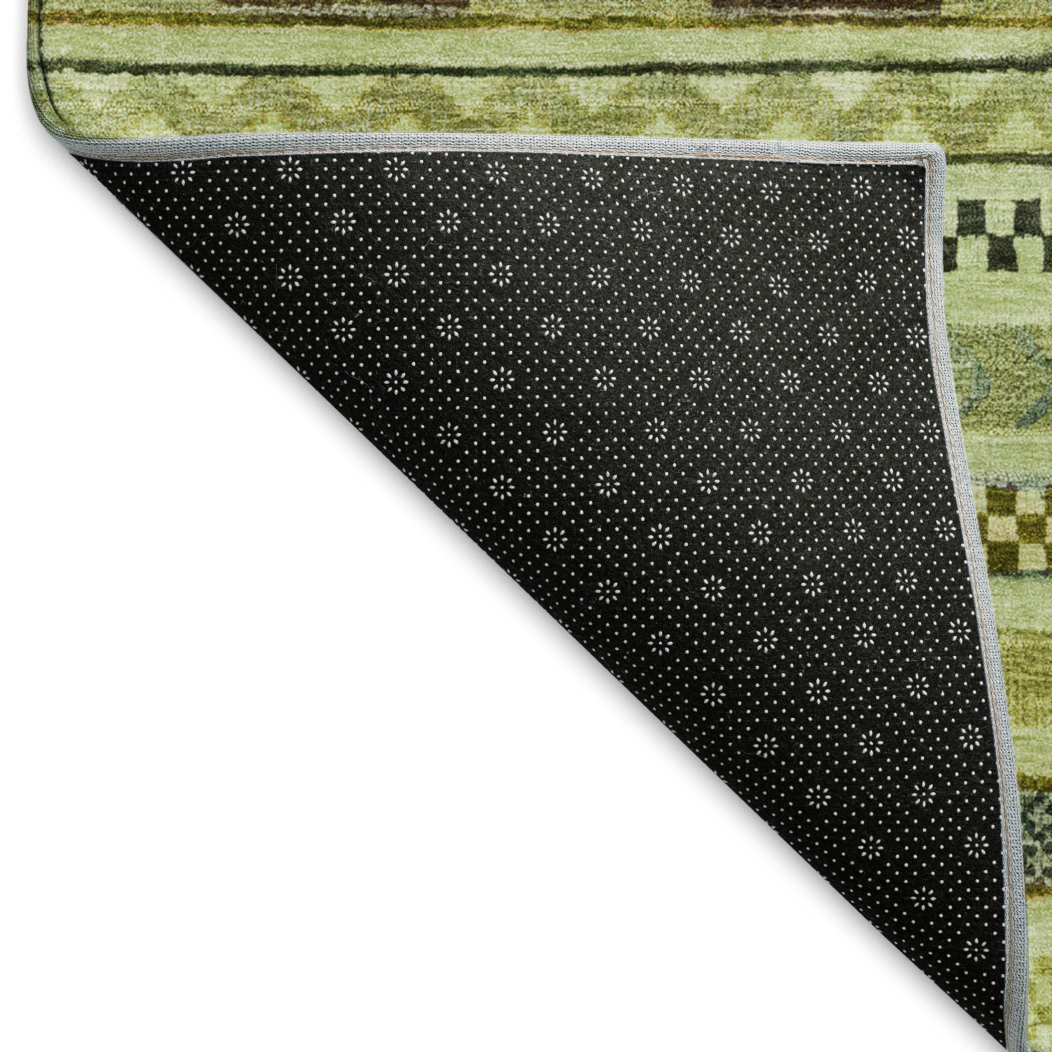 Sarajevo Machine Washable Transitional Aloe Green Rug 1'8" x 2'6" #shape_Rectangle