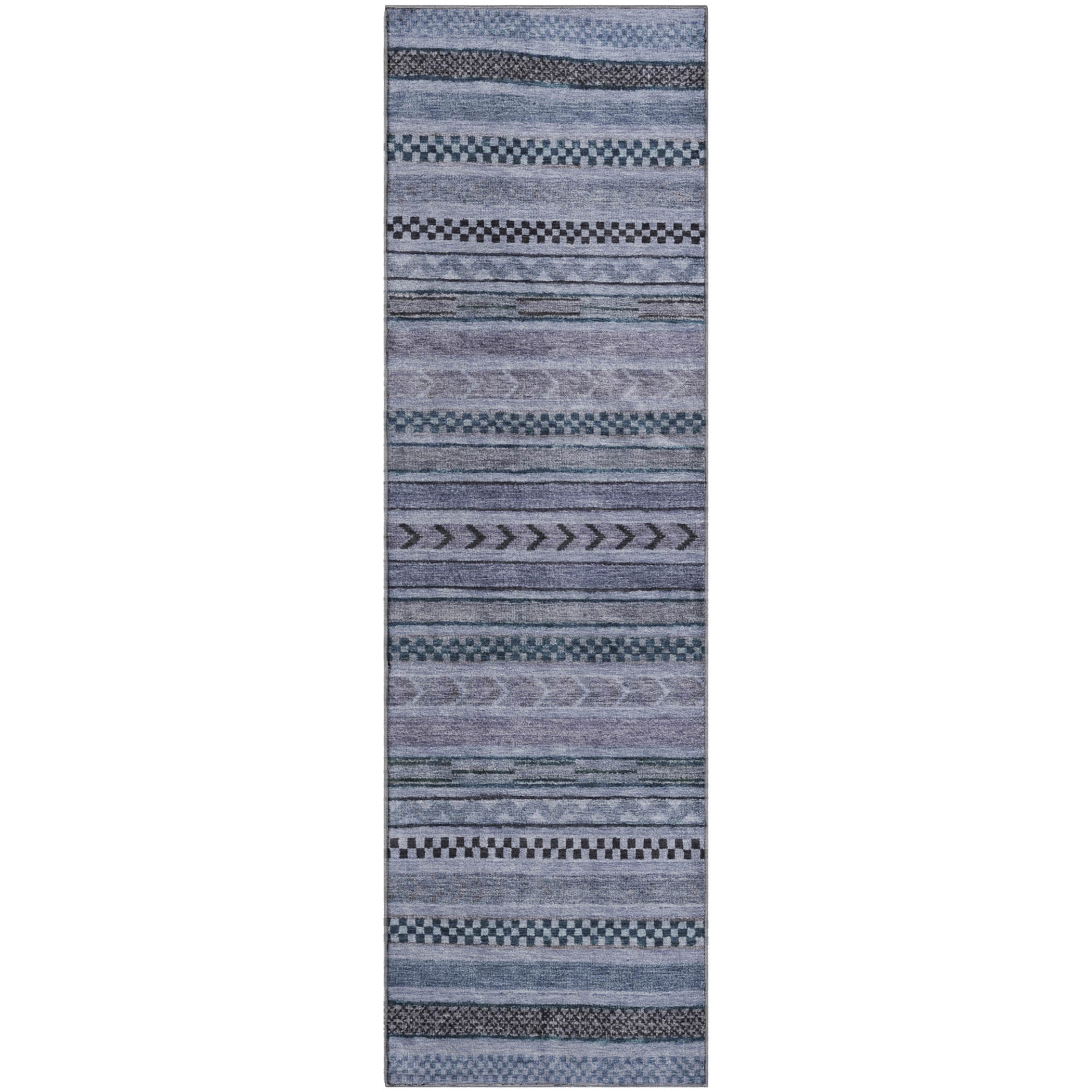 Sarajevo Machine Washable Transitional Blue Rug 2'3" x 7'6" #shape_Runner