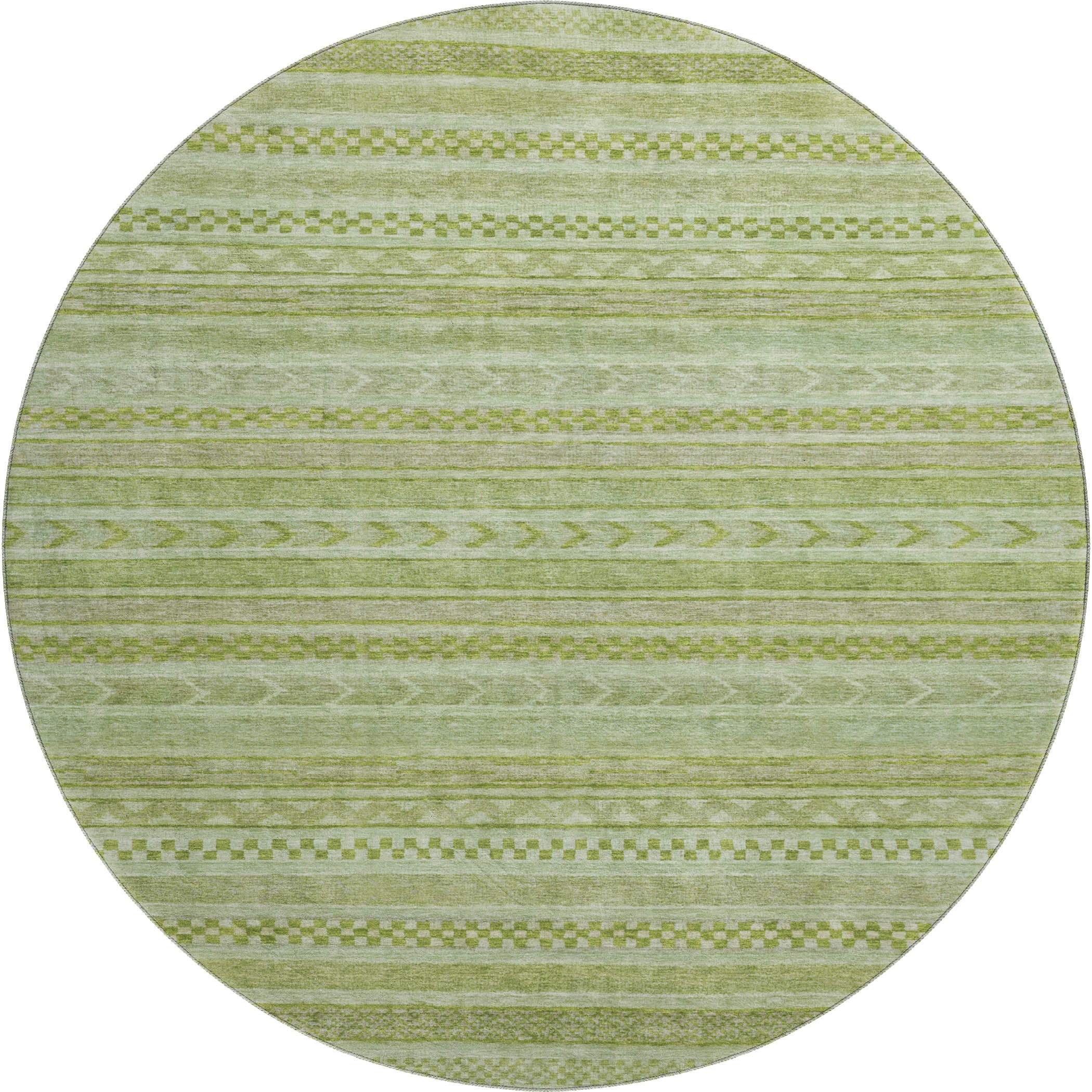 Sarajevo Machine Washable Transitional Cactus Green Rug 8' x 8' #shape_Round