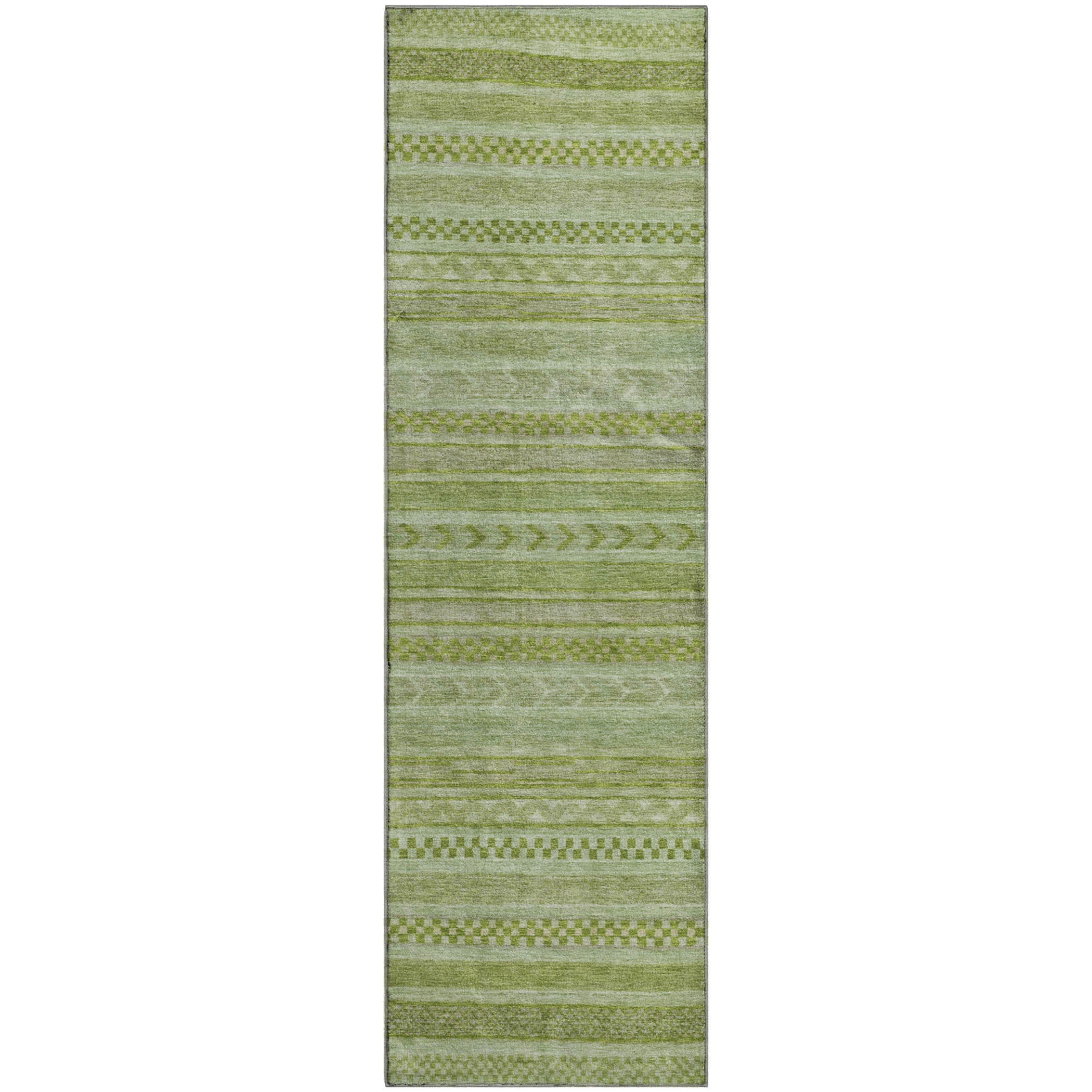 Sarajevo Machine Washable Transitional Cactus Green Rug 2'3" x 7'6" #shape_Runner