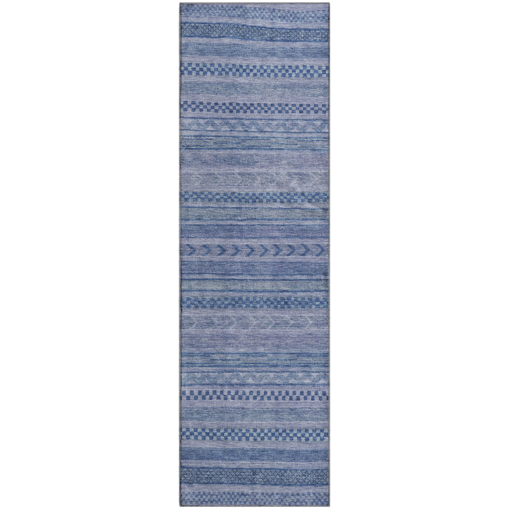 Sarajevo Machine Washable Transitional Denim Blue Rug 2'3" x 7'6" #shape_Runner
