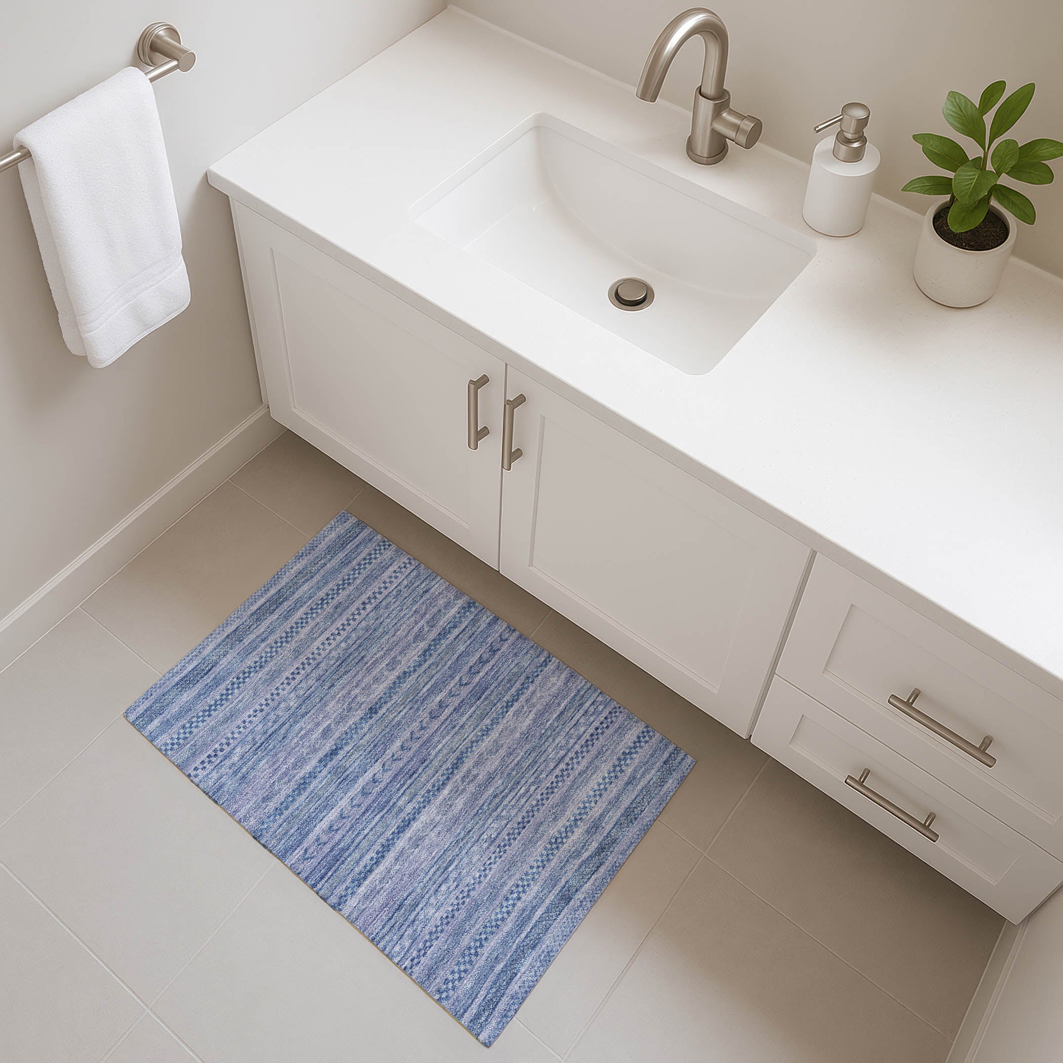 Sarajevo Machine Washable Transitional Denim Blue Rug 1'8" x 2'6" #shape_Rectangle