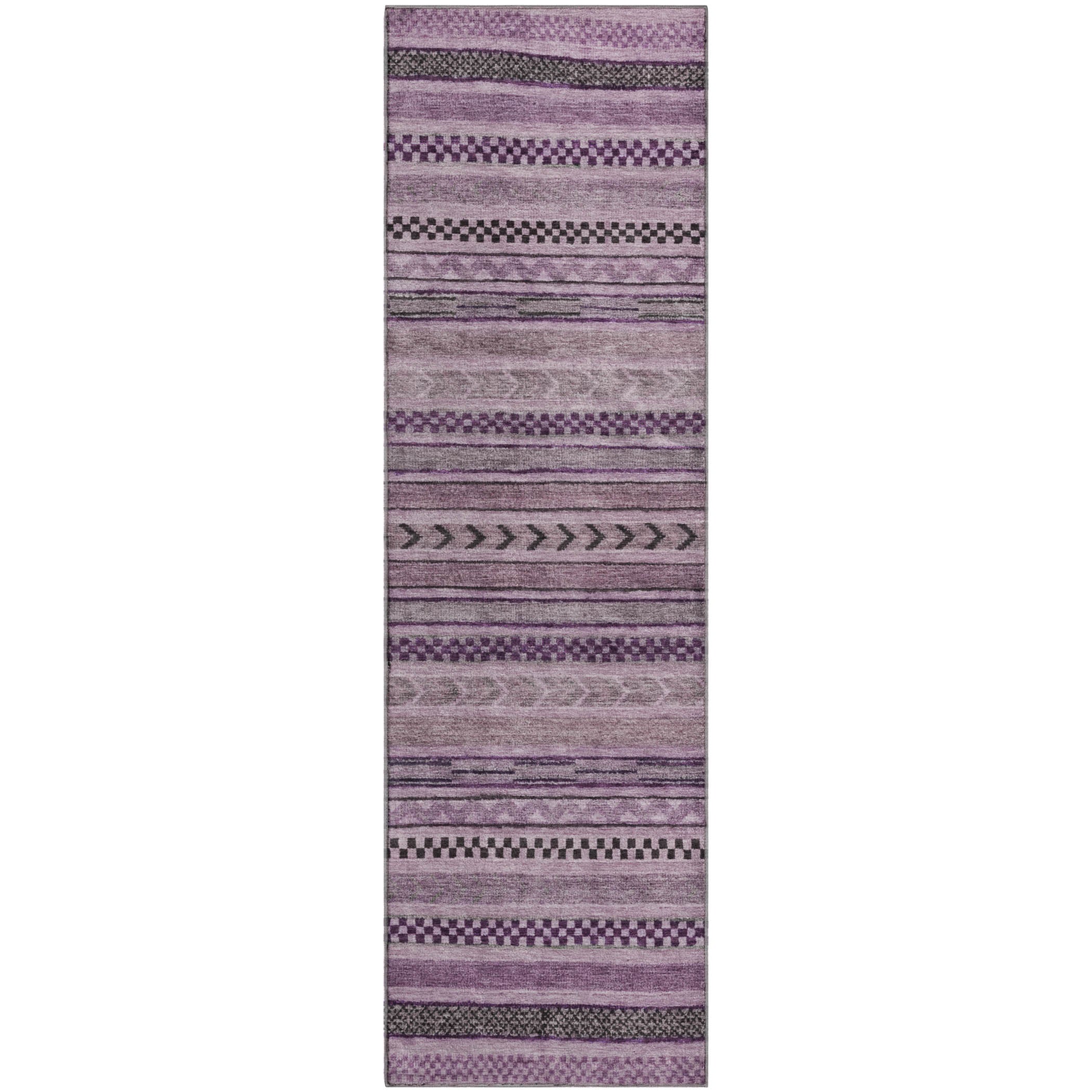 Sarajevo Machine Washable Transitional Plum Purple Rug 2'3" x 7'6" #shape_Runner