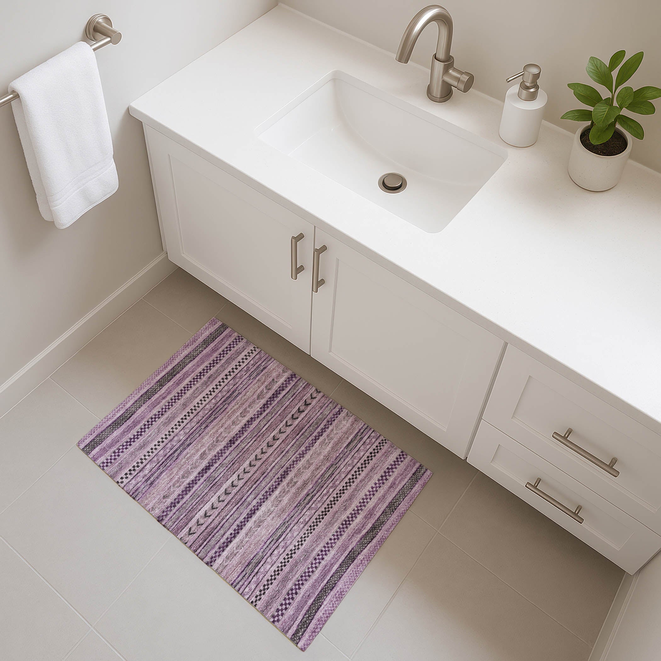 Sarajevo Machine Washable Transitional Plum Purple Rug 1'8" x 2'6" #shape_Rectangle