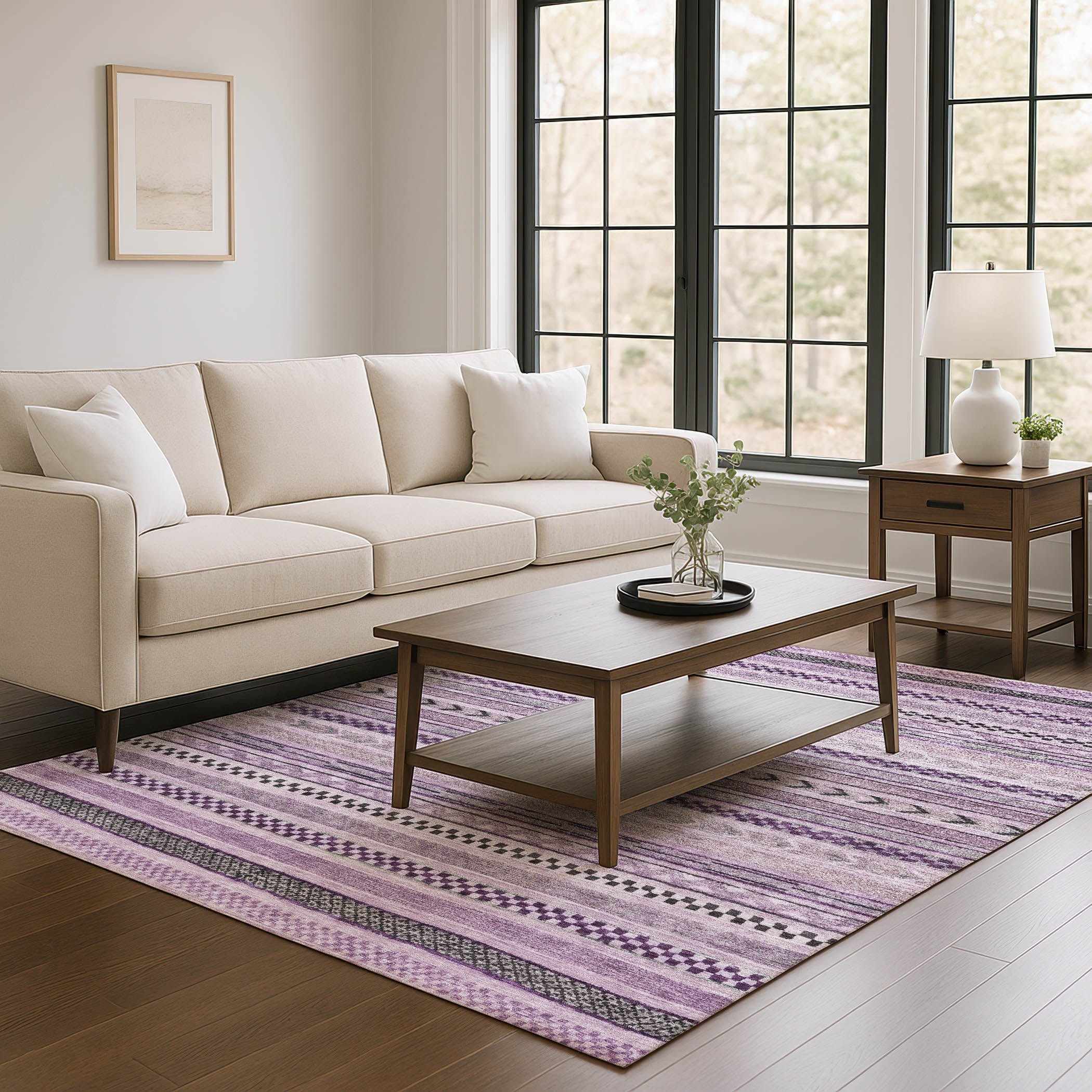 Sarajevo Machine Washable Transitional Plum Purple Rug 2'6" x 3'10" #shape_Rectangle