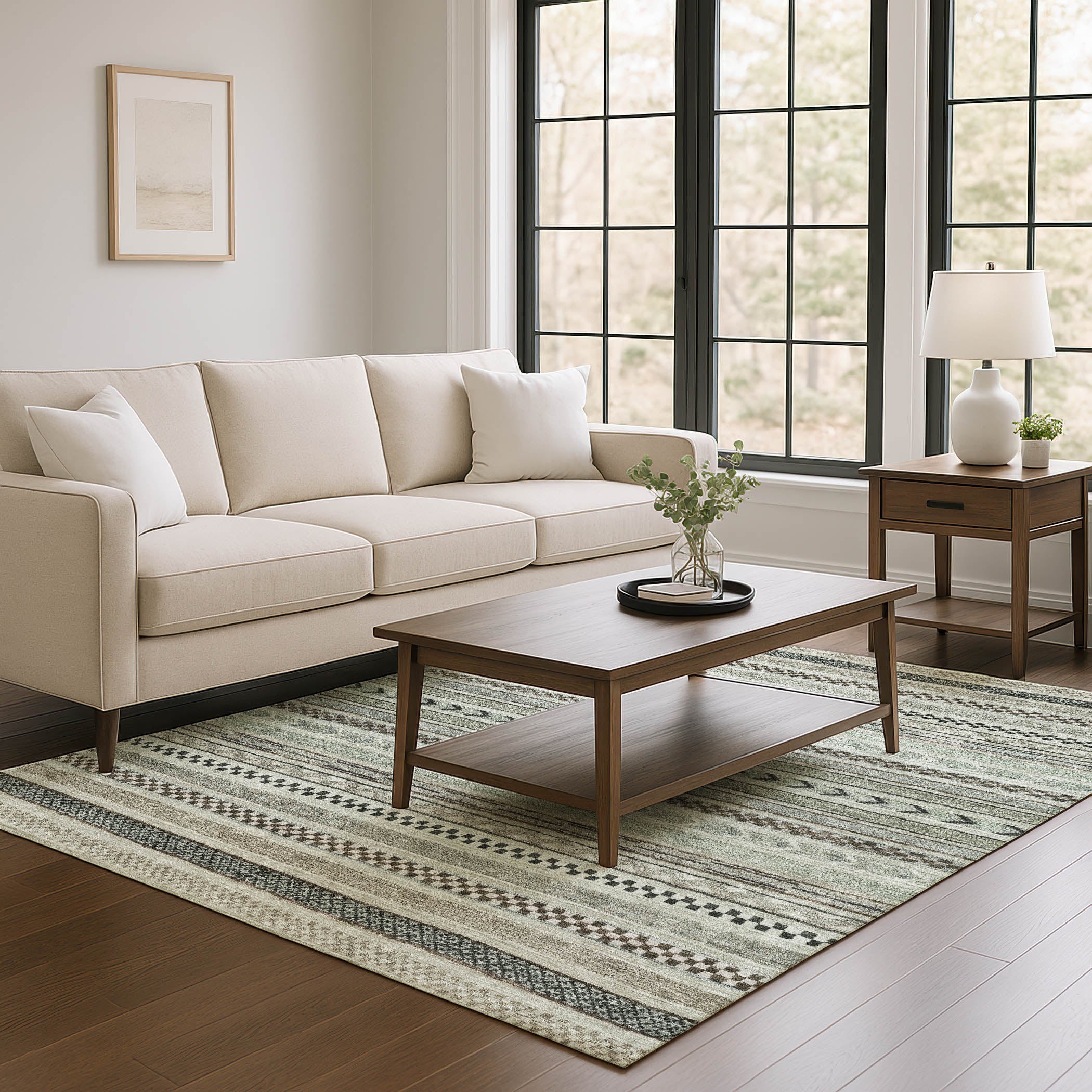 Sarajevo Machine Washable Transitional Taupe Brown Rug 2'6" x 3'10" #shape_Rectangle