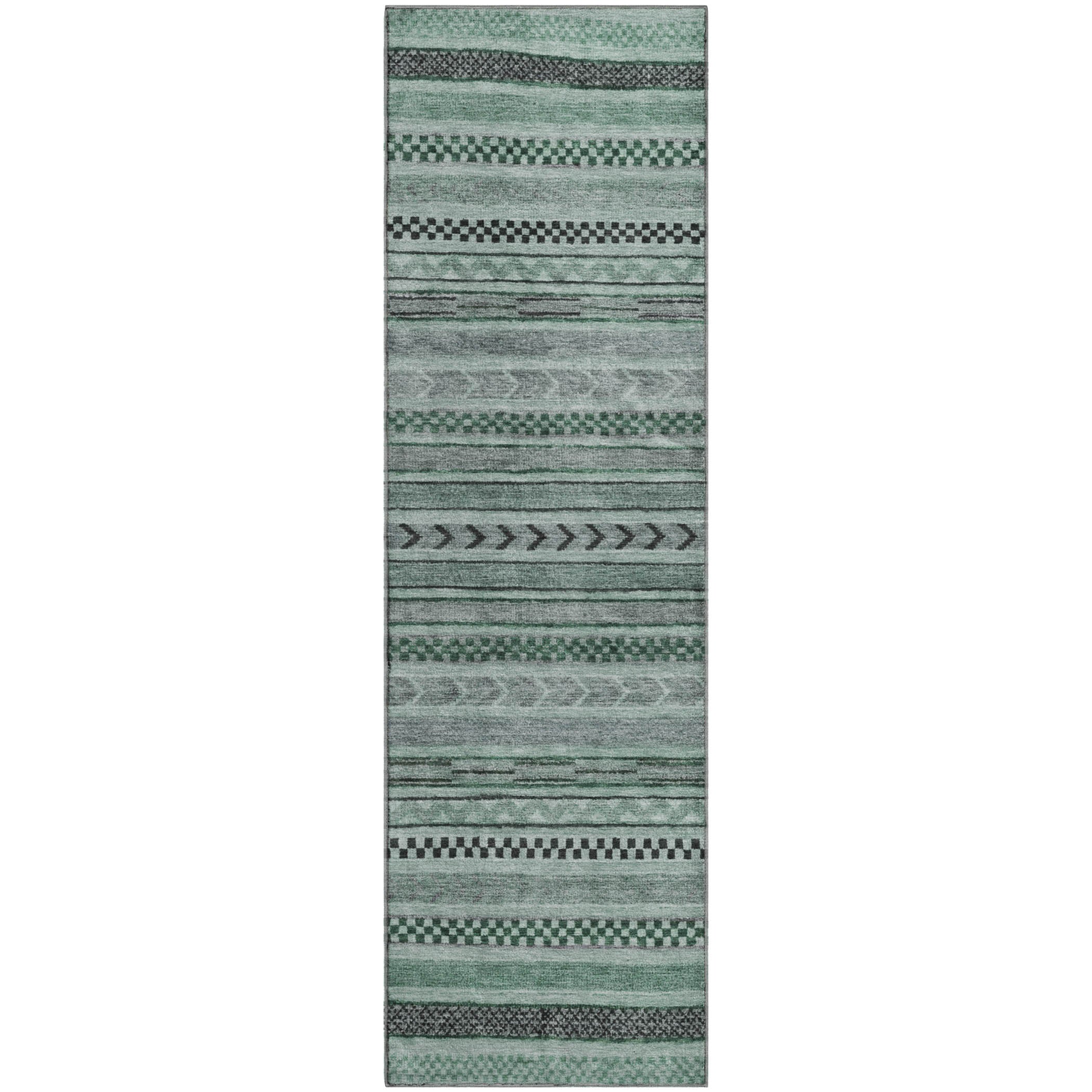 Sarajevo Machine Washable Transitional Teal Rug 2'3" x 7'6" #shape_Runner
