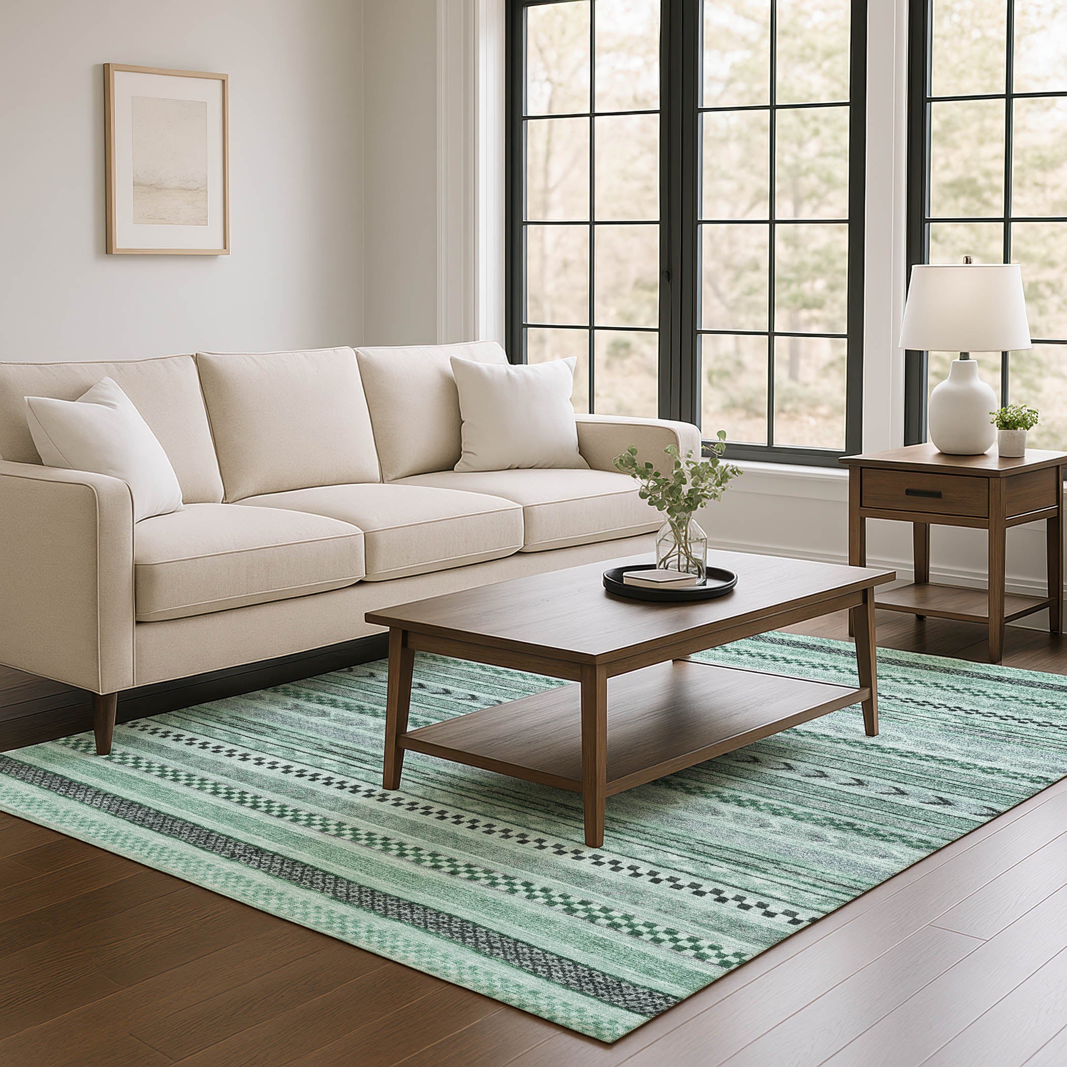 Sarajevo Machine Washable Transitional Teal Rug 2'6" x 3'10" #shape_Rectangle