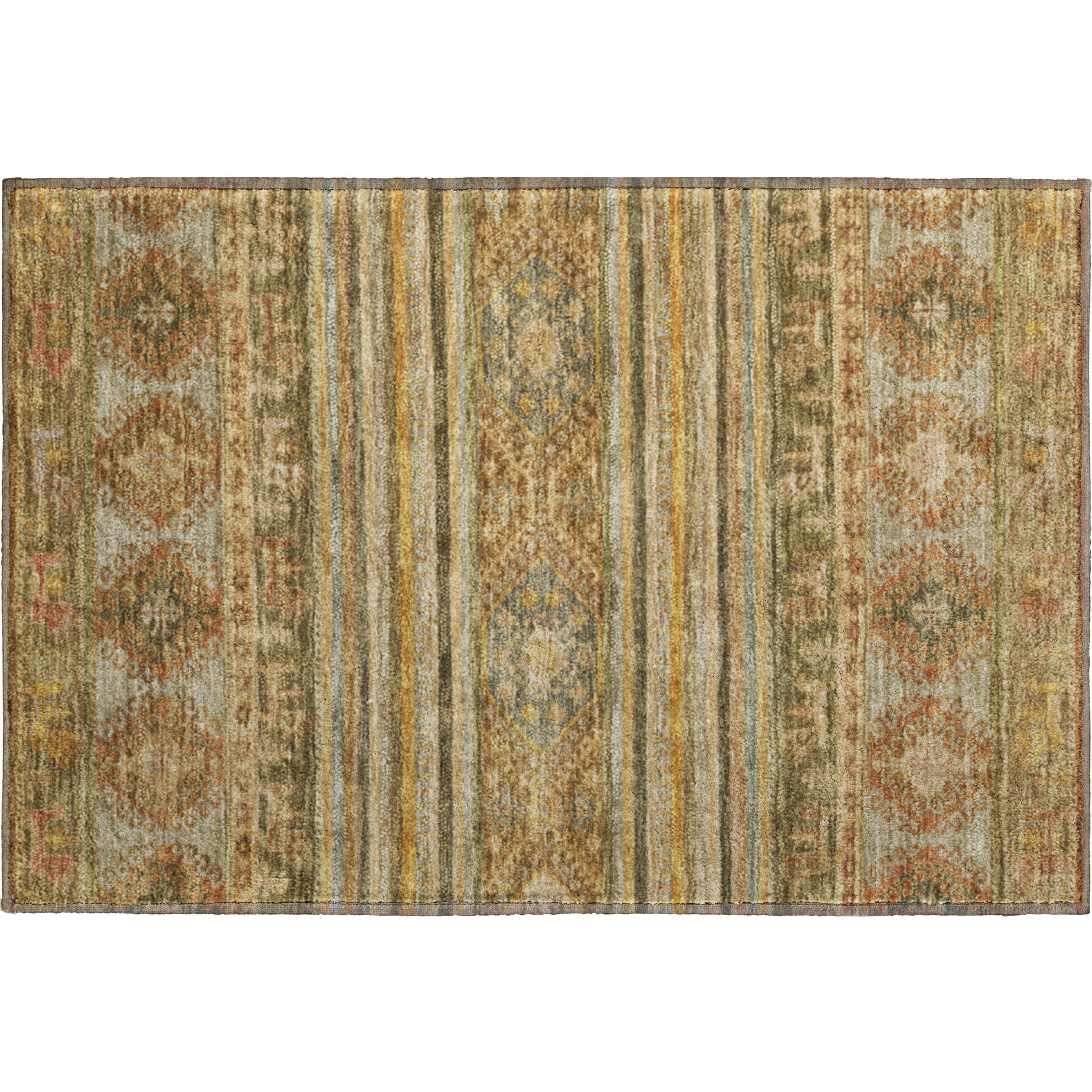 Rome Machine Washable Transitional Beige Brown Rug 1'8" x 2'6" #shape_Rectangle