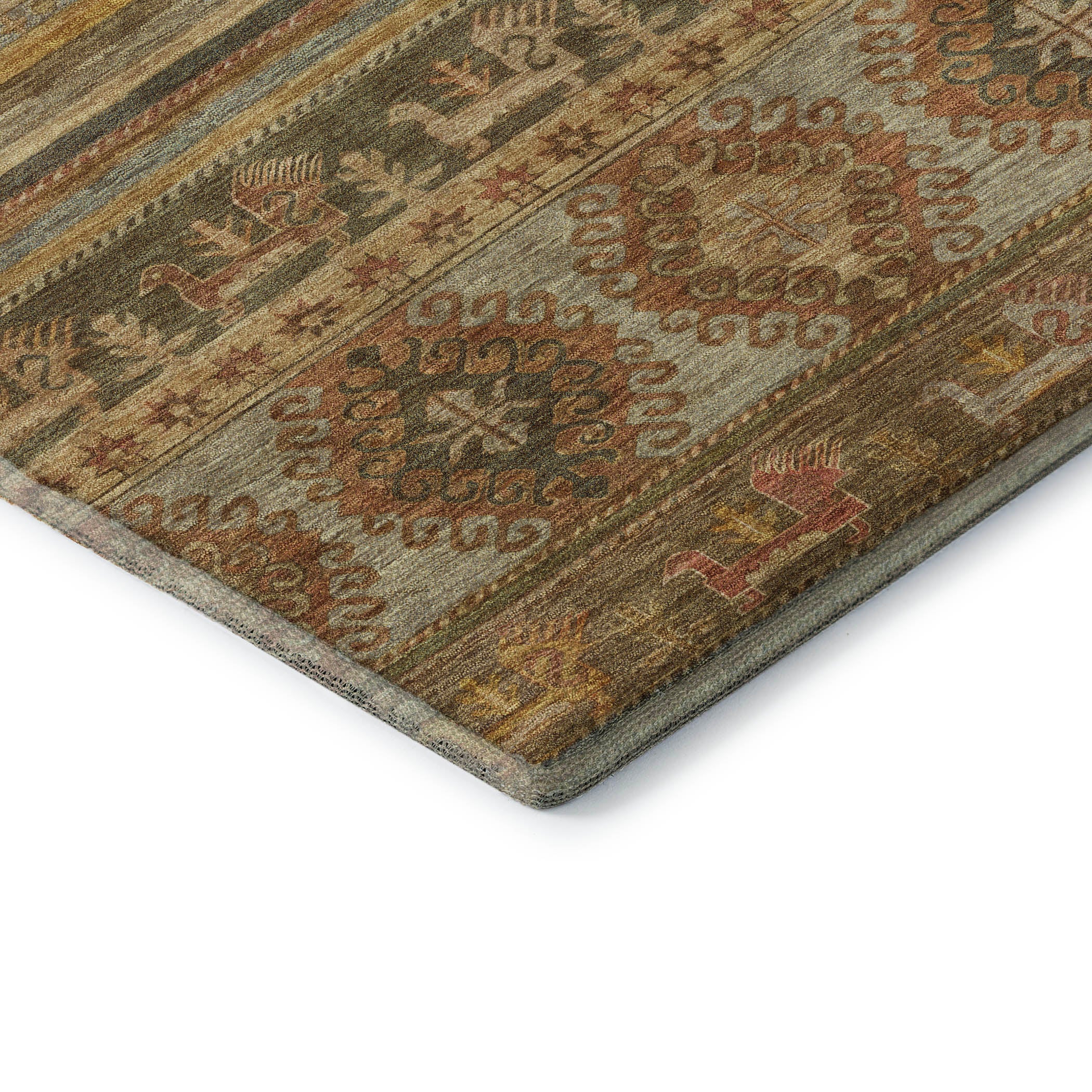 Rome Machine Washable Transitional Beige Brown Rug 1'8" x 2'6" #shape_Rectangle