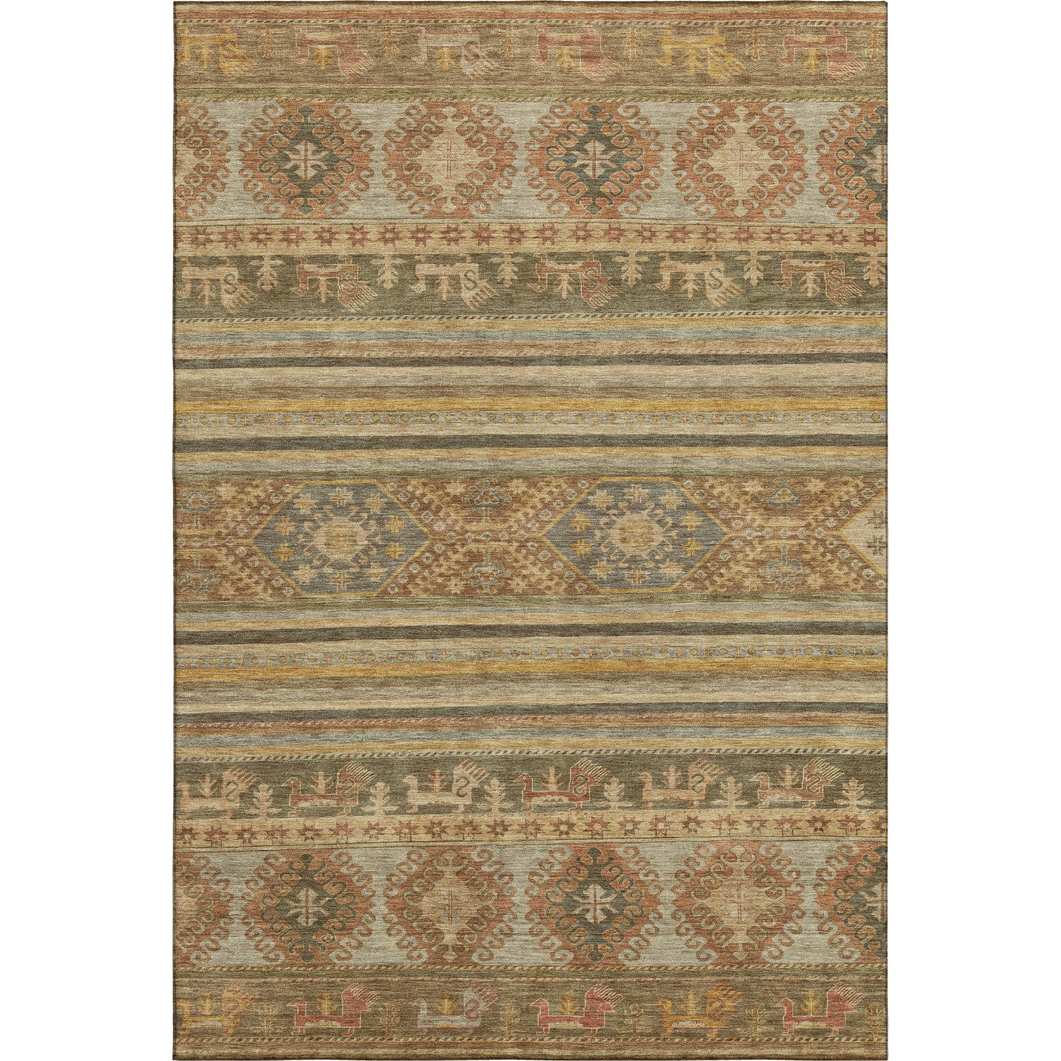 Rome Machine Washable Transitional Beige Brown Rug 2'6" x 3'10" #shape_Rectangle