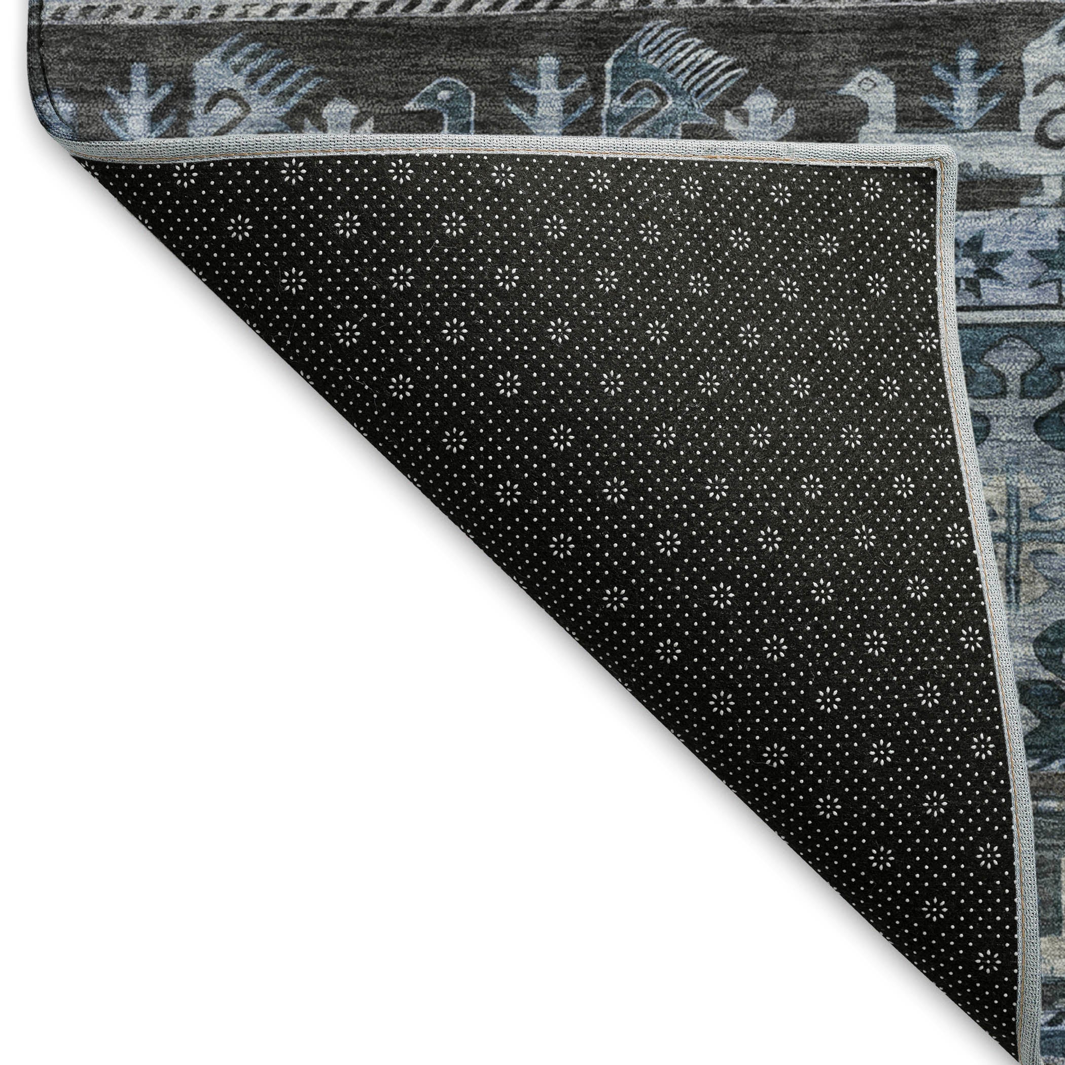 Rome Machine Washable Transitional Blue Rug 1'8" x 2'6" #shape_Rectangle