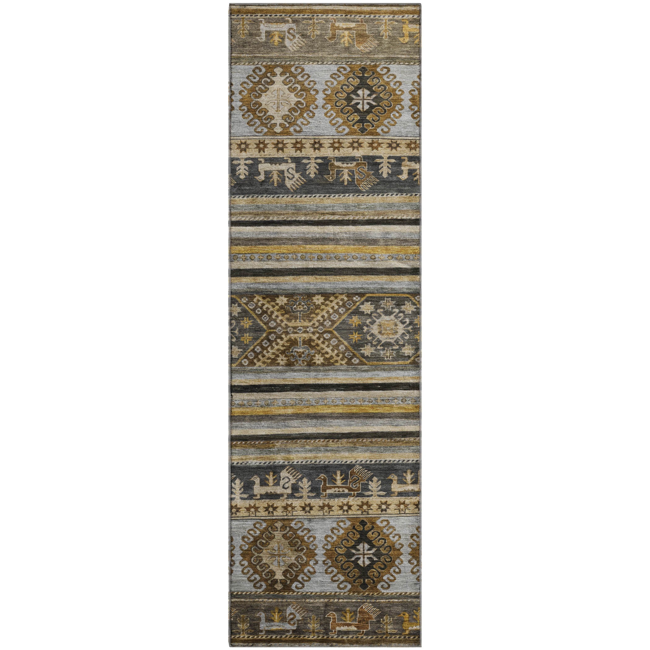 Rome Machine Washable Transitional Chocolate Brown Rug 2'3" x 7'6" #shape_Runner
