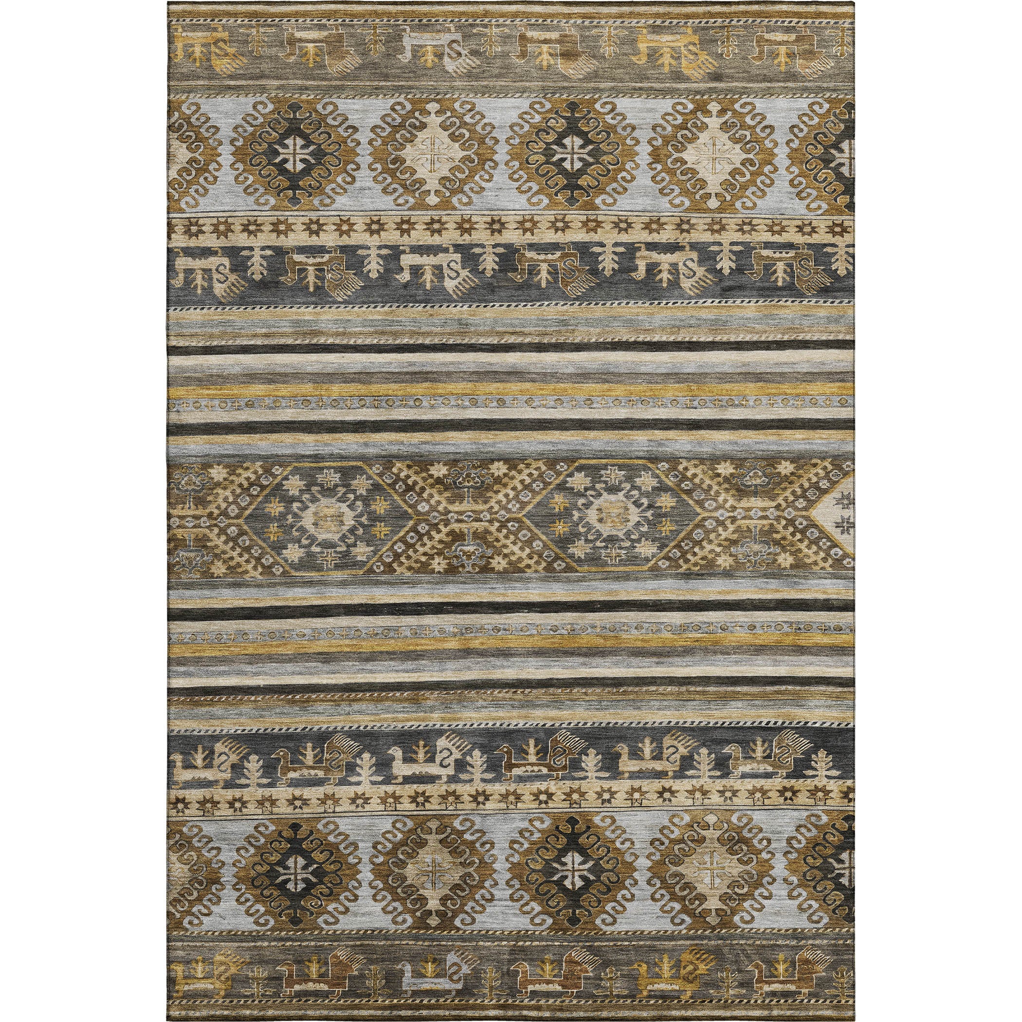 Rome Machine Washable Transitional Chocolate Brown Rug 2'6" x 3'10" #shape_Rectangle