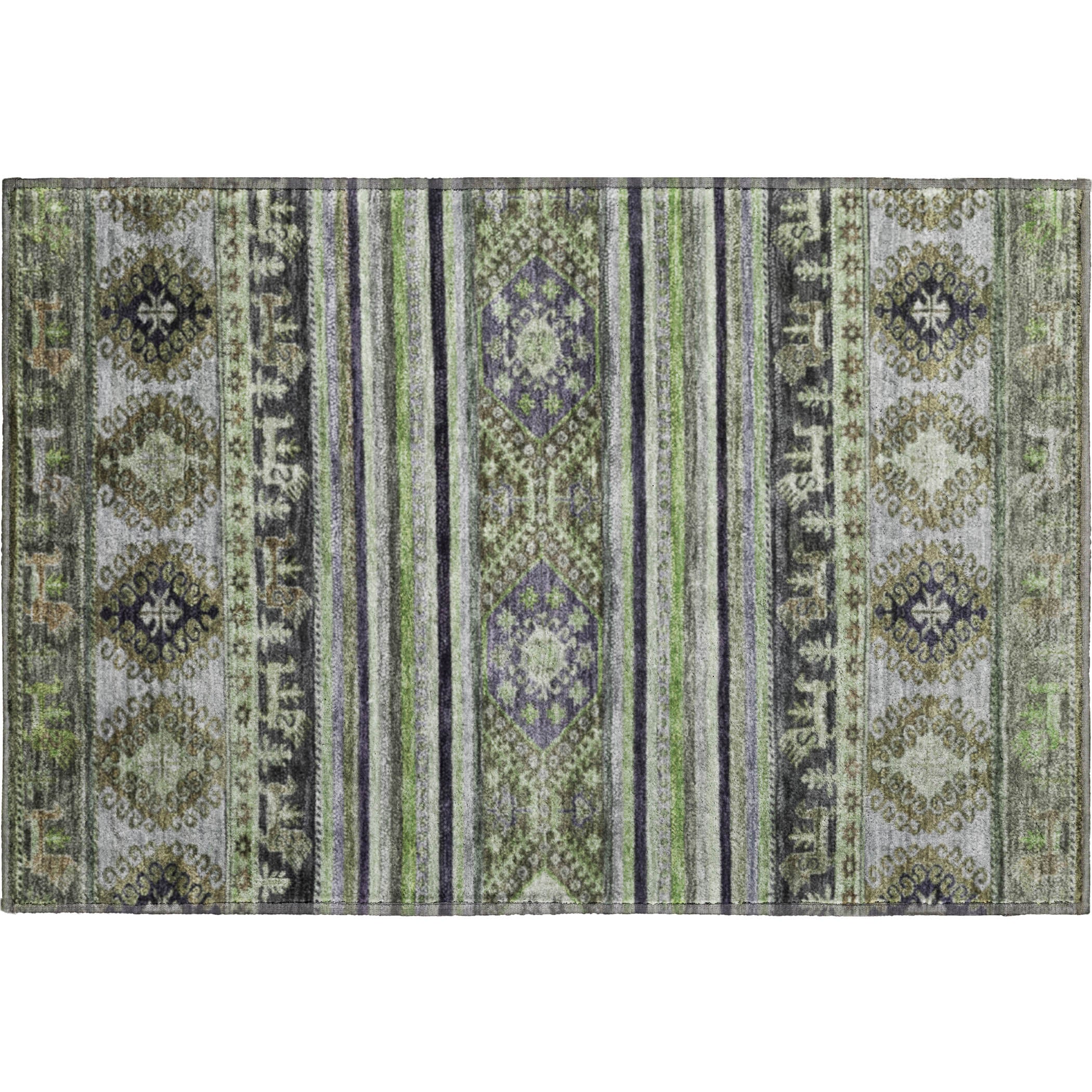 Rome Machine Washable Transitional Fern Green Rug 1'8" x 2'6" #shape_Rectangle