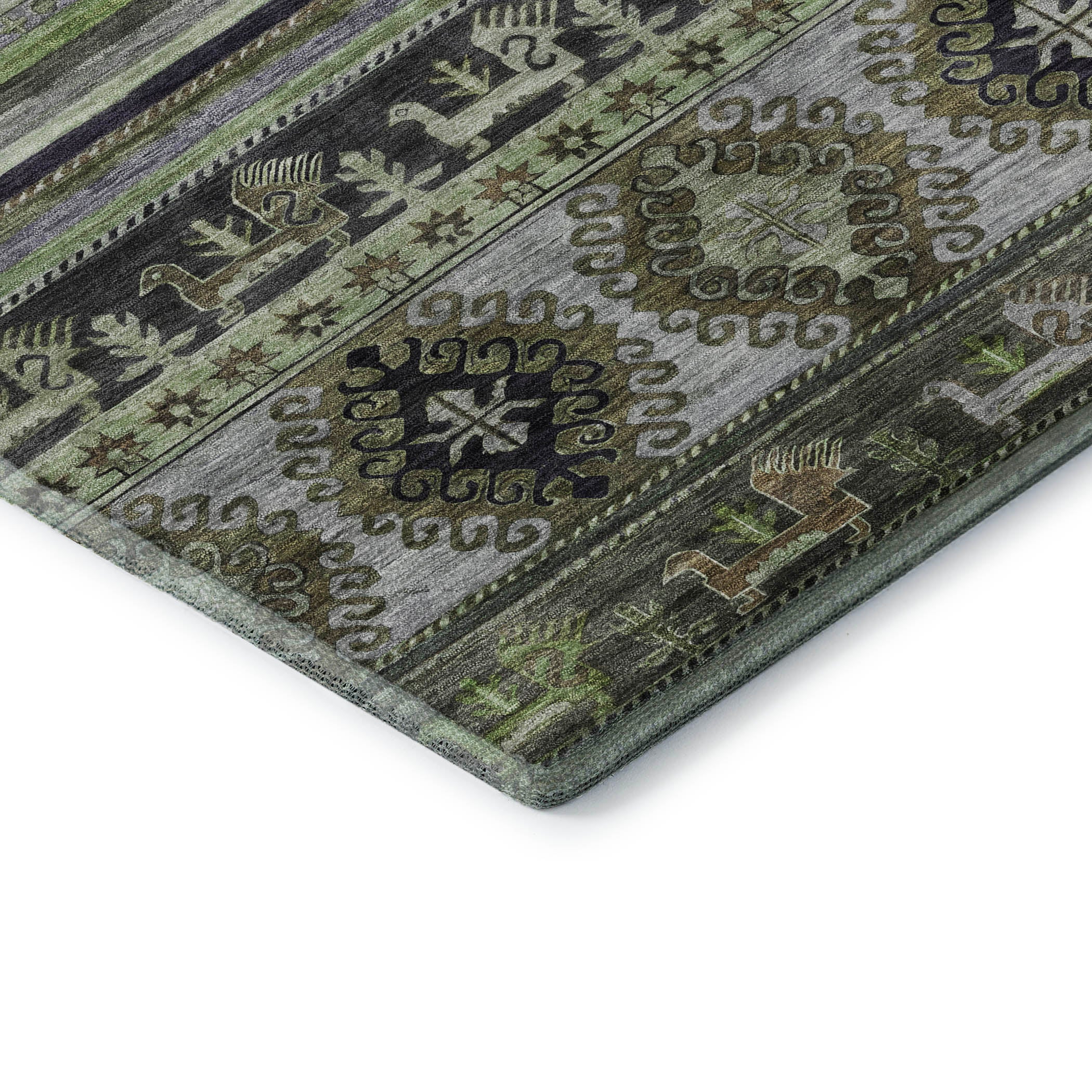 Rome Machine Washable Transitional Fern Green Rug 1'8" x 2'6" #shape_Rectangle