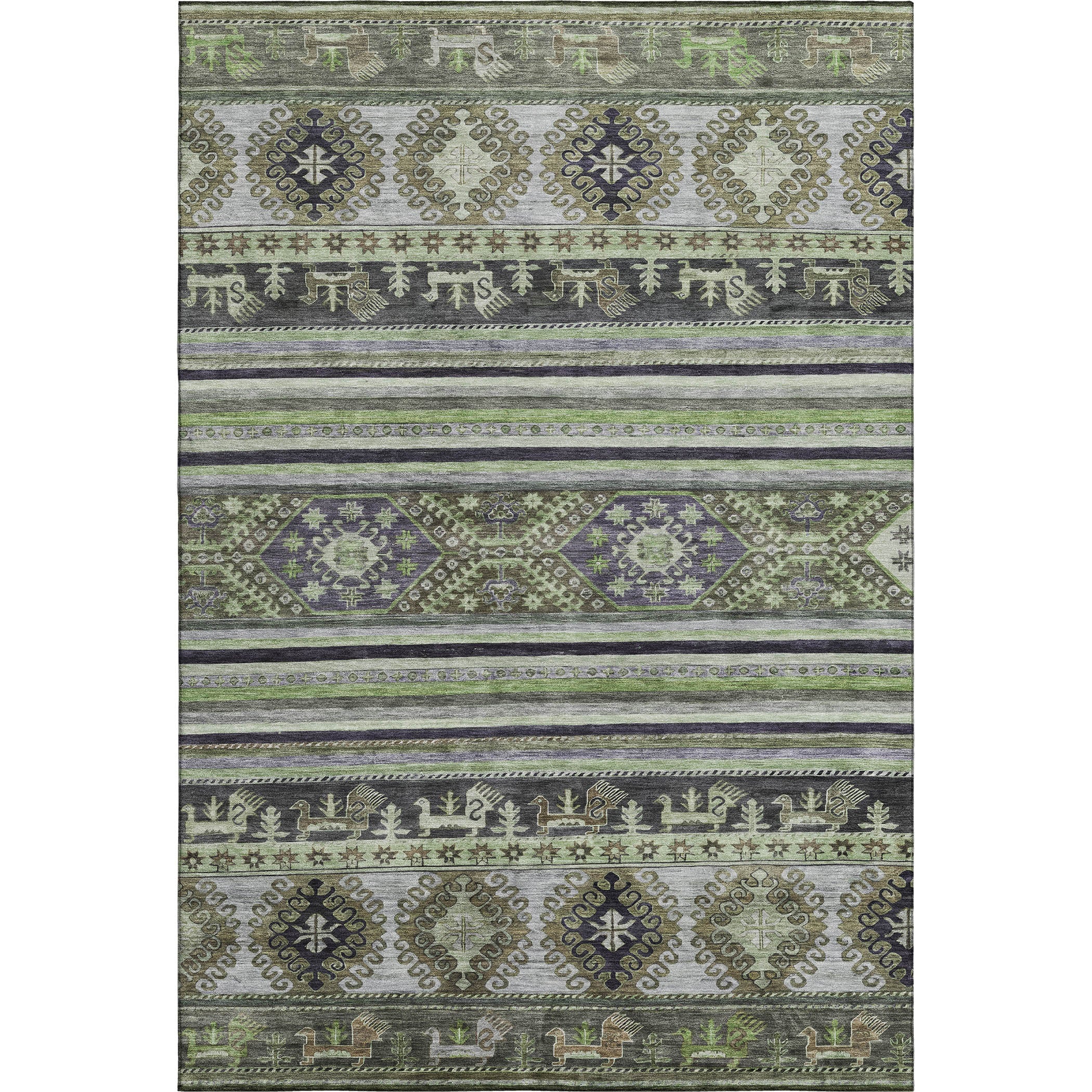 Rome Machine Washable Transitional Fern Green Rug 2'6" x 3'10" #shape_Rectangle