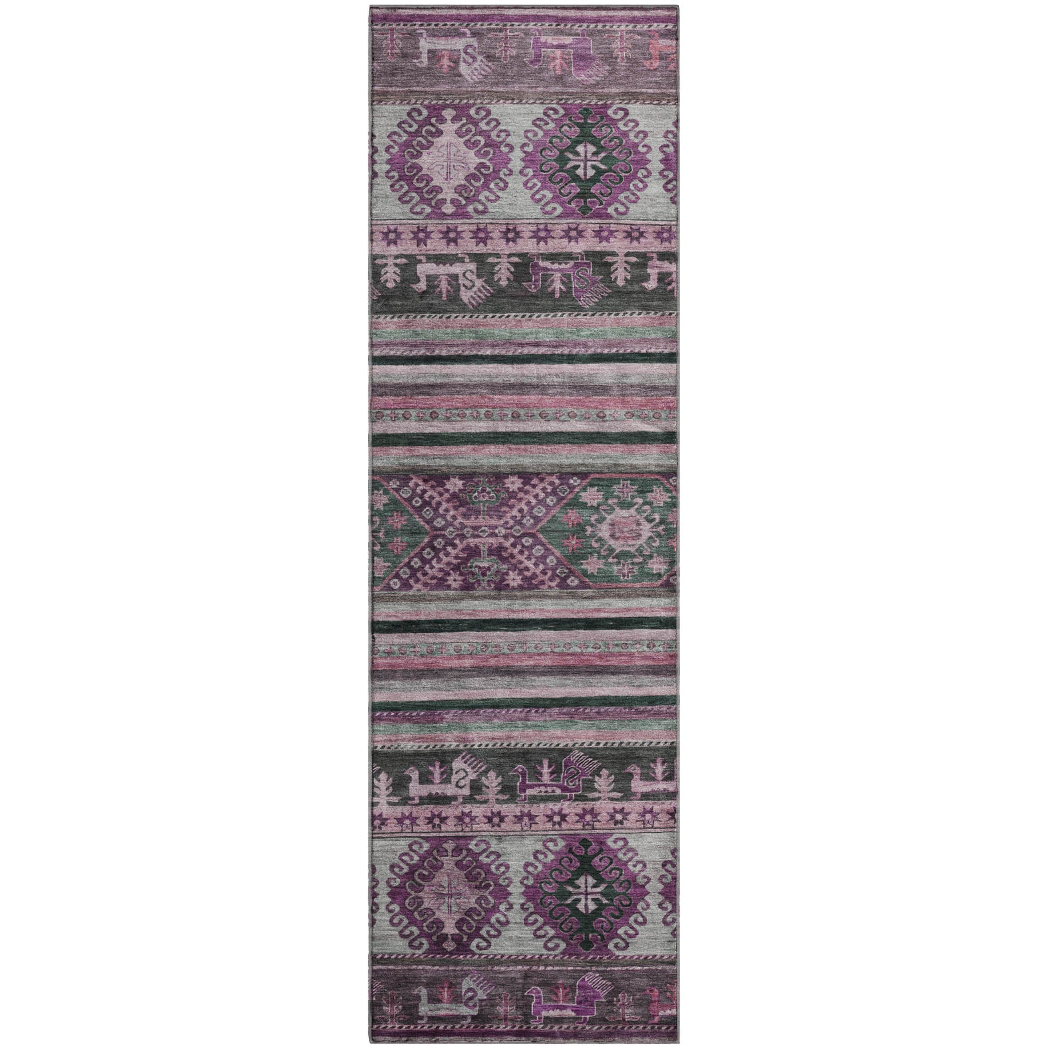 Rome Machine Washable Transitional Purple Rug 2'3" x 7'6" #shape_Runner