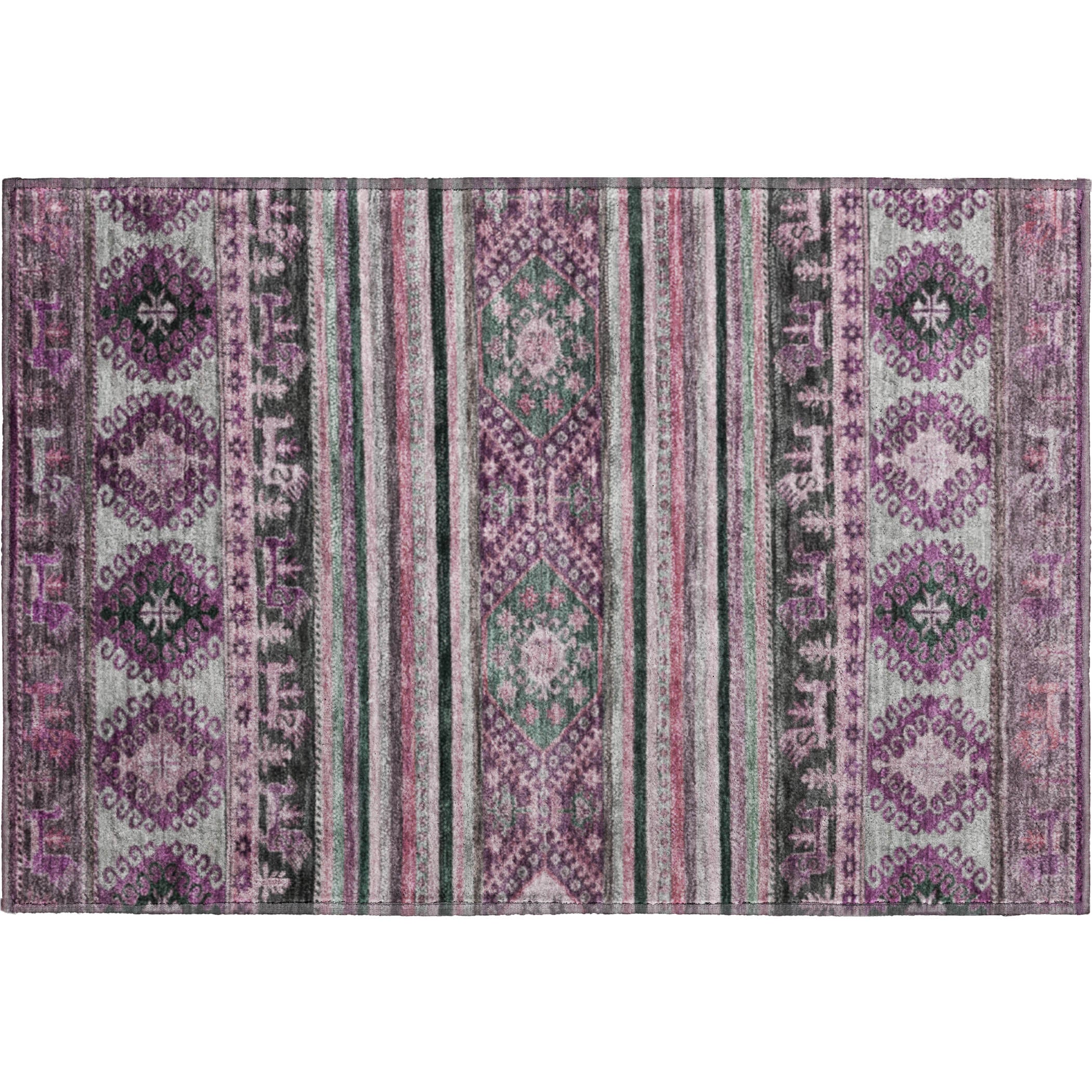 Rome Machine Washable Transitional Purple Rug 1'8" x 2'6" #shape_Rectangle