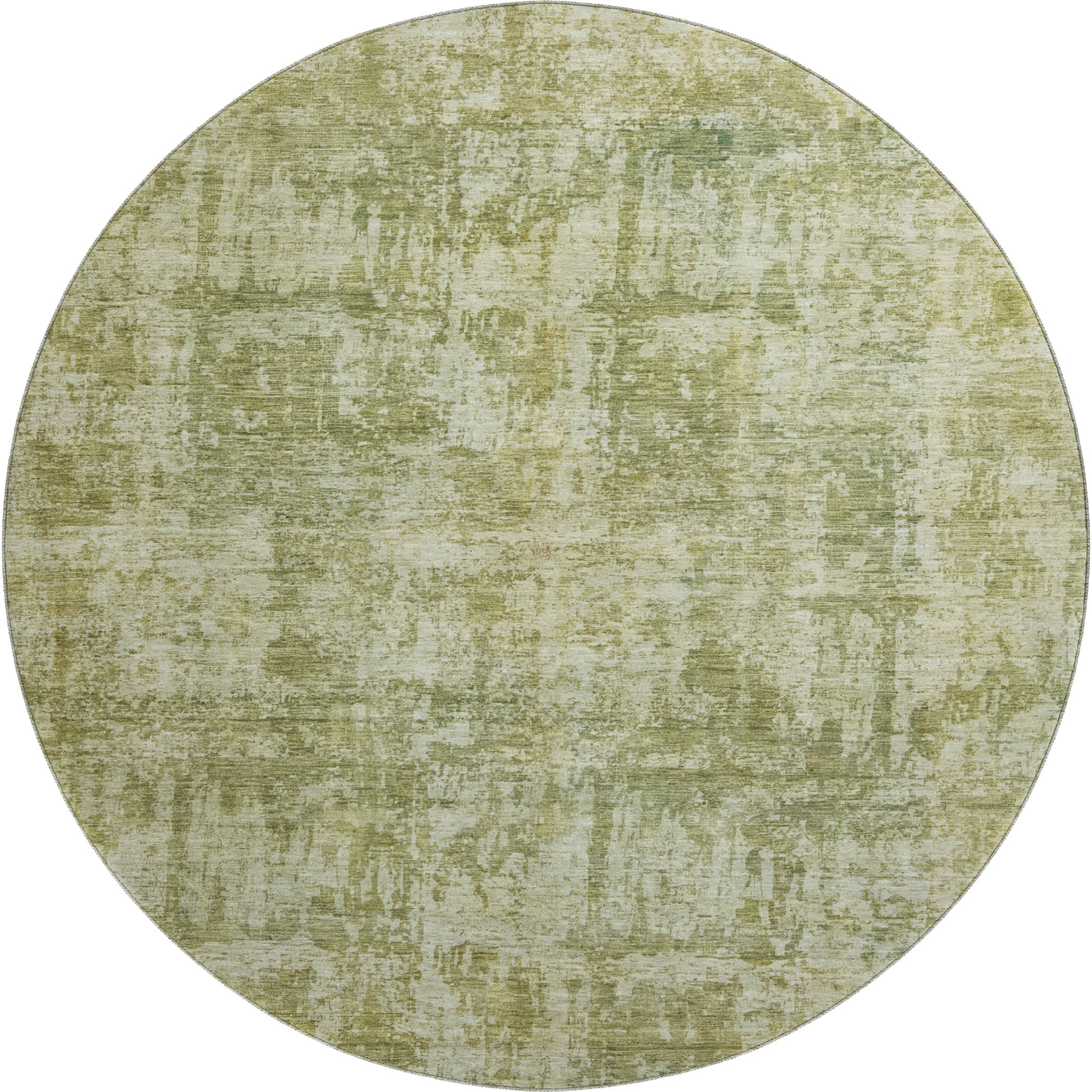 Queenstown Machine Washable Transitional Aloe Green Rug 8' x 8' #shape_Round
