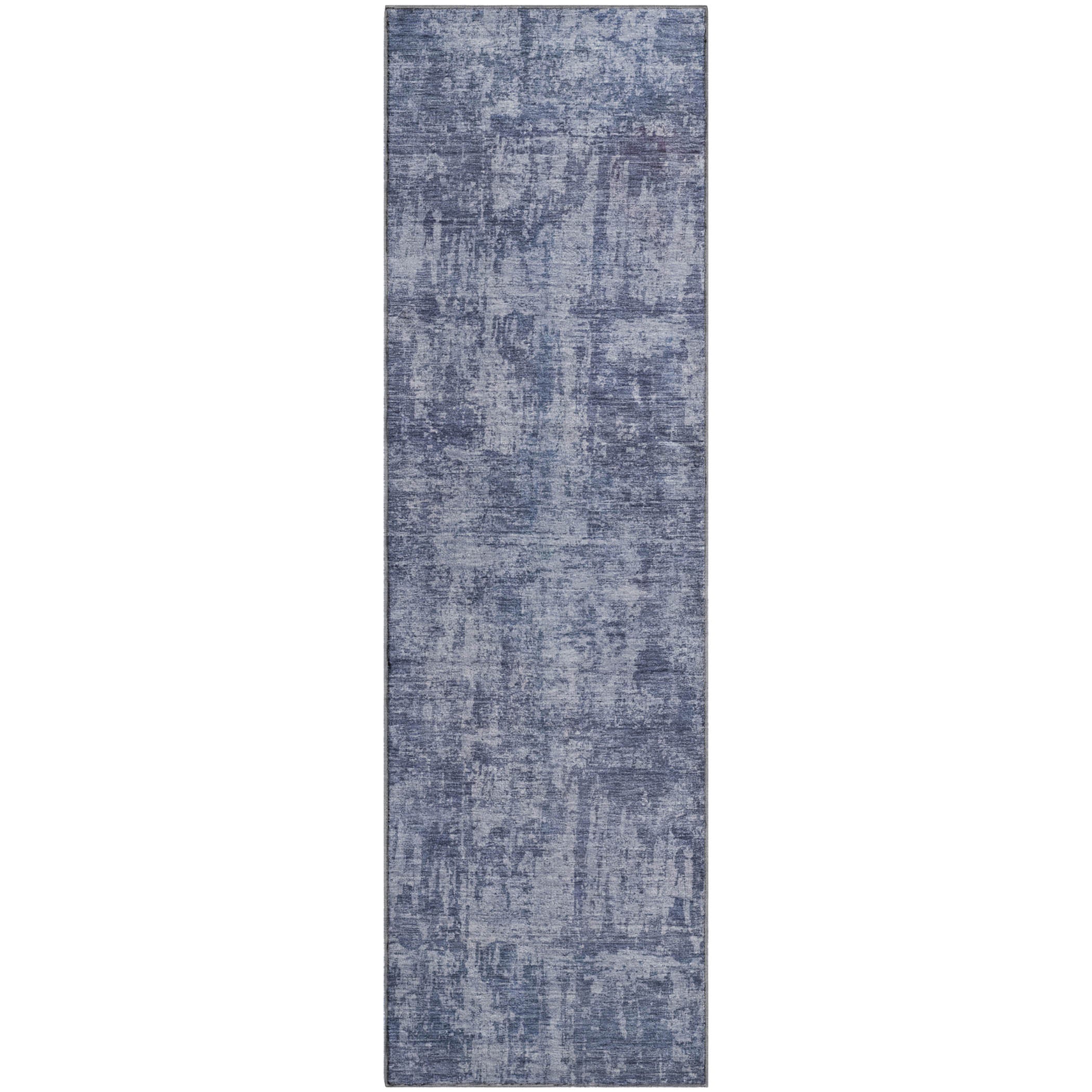 Queenstown Machine Washable Transitional Blue Rug 2'3" x 7'6" #shape_Runner