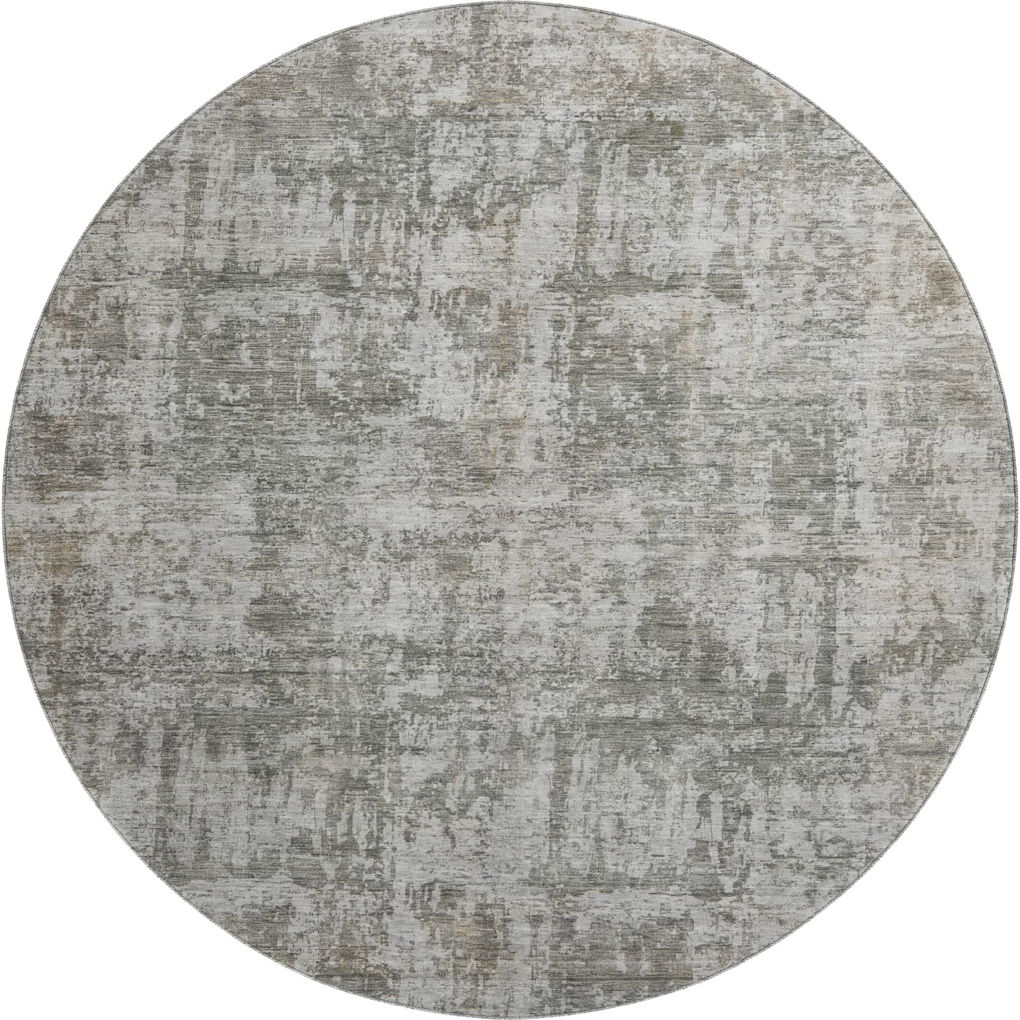 Queenstown Machine Washable Transitional Pewter Gray Rug 8' x 8' #shape_Round