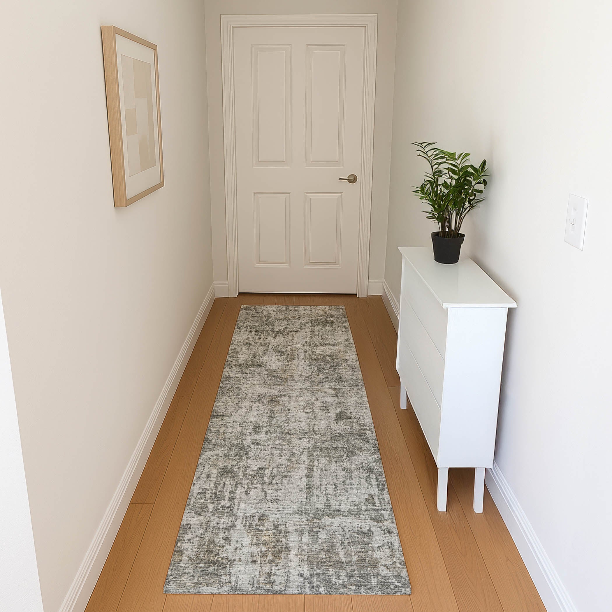 Queenstown Machine Washable Transitional Pewter Gray Rug 2'3" x 7'6" #shape_Runner