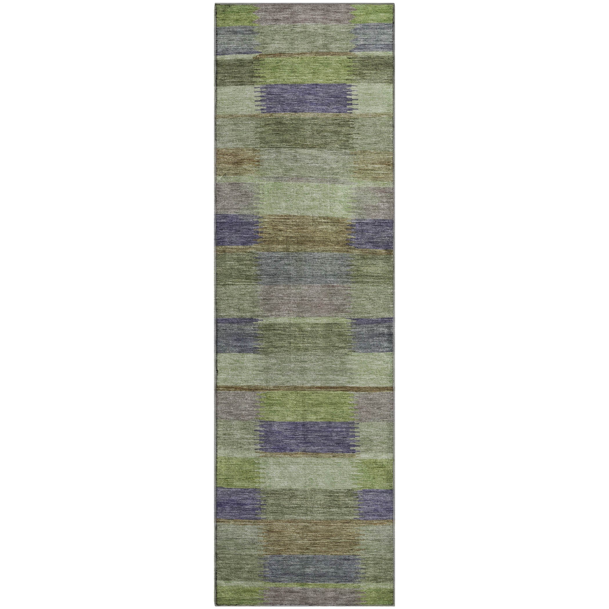Bergen Machine Washable Transitional Aloe Green Rug 2'3" x 7'6" #shape_Runner