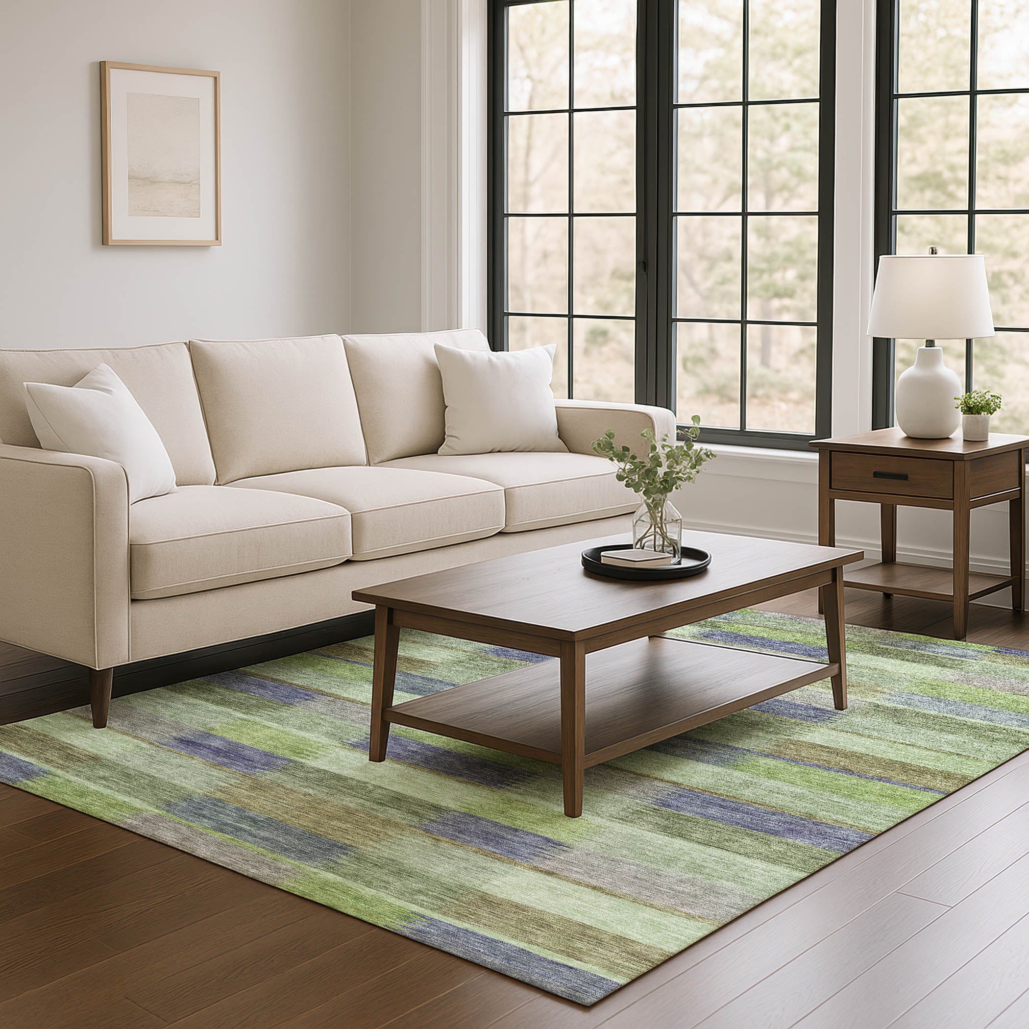 Bergen Machine Washable Transitional Aloe Green Rug 2'6" x 3'10" #shape_Rectangle