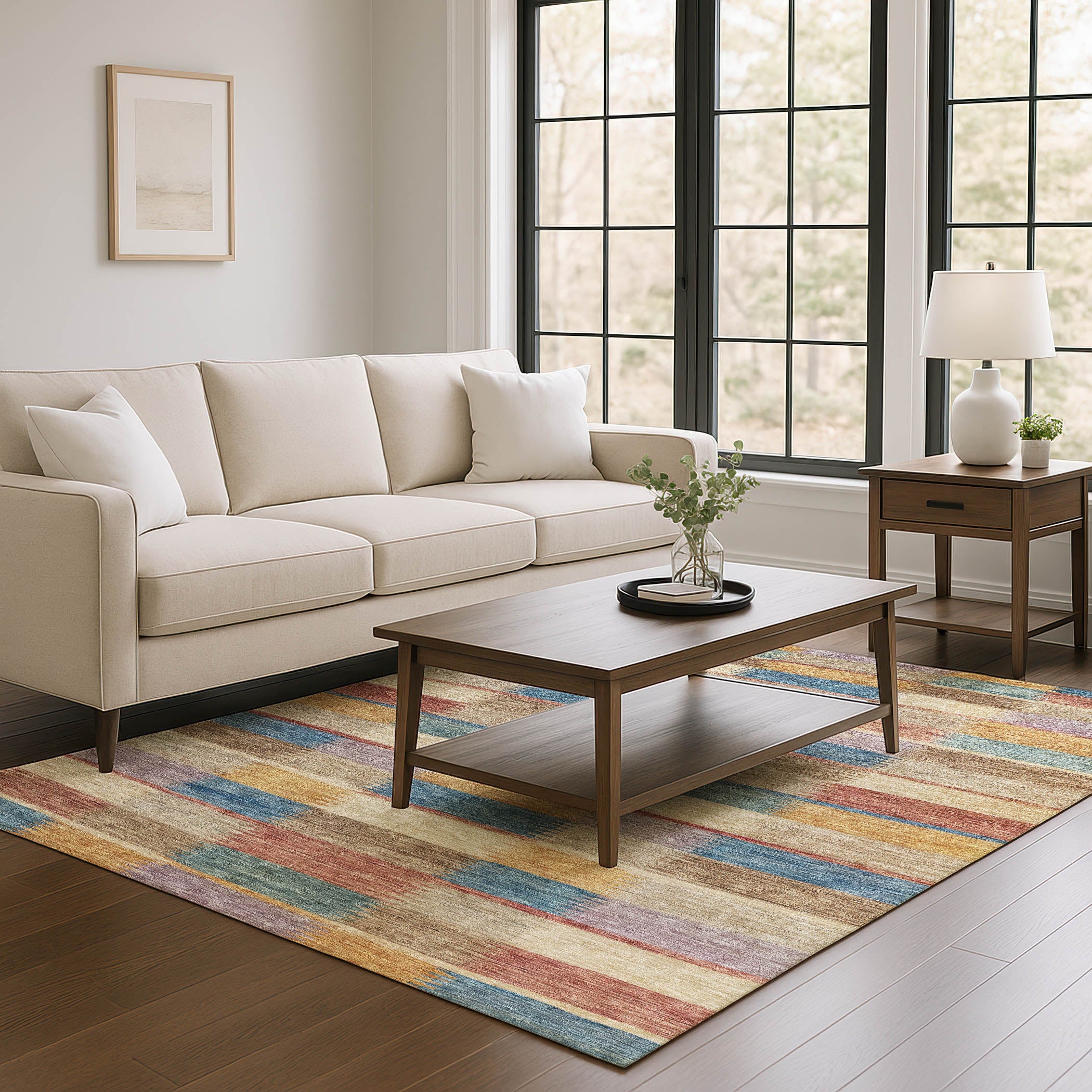 Bergen Machine Washable Transitional Beige Brown Rug 2'6" x 3'10" #shape_Rectangle