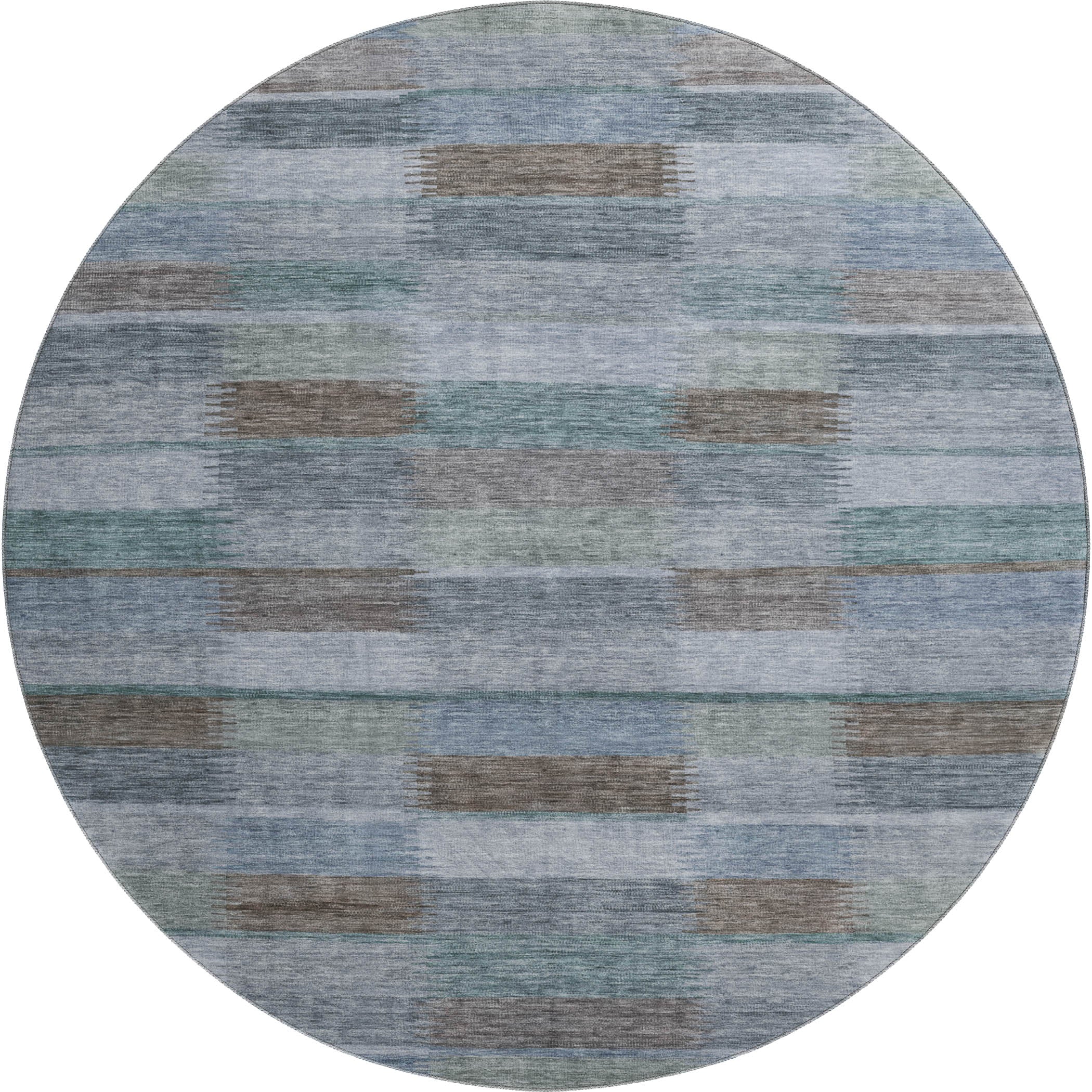 Bergen Machine Washable Transitional Blue Rug 8' x 8' #shape_Round