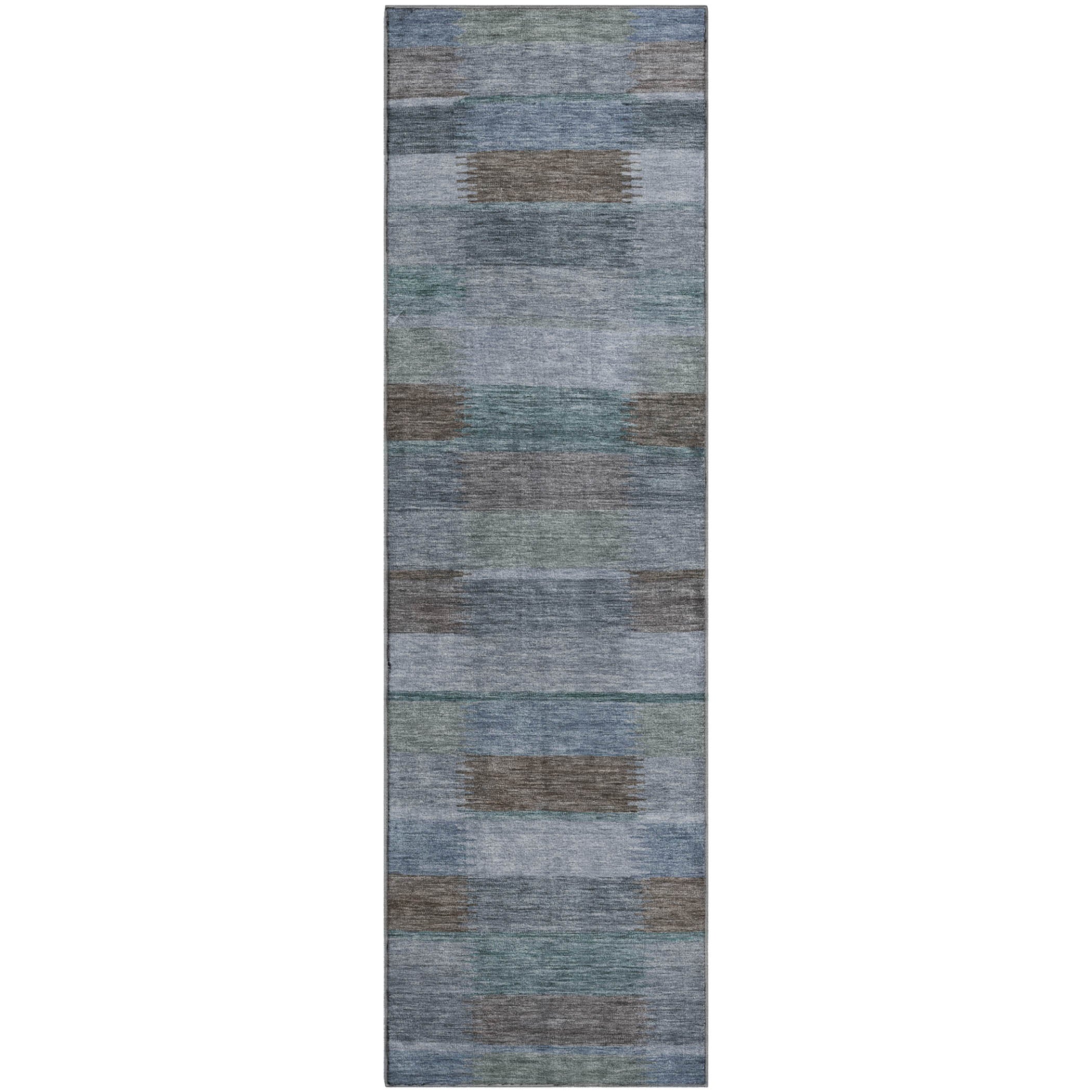 Bergen Machine Washable Transitional Blue Rug 2'3" x 7'6" #shape_Runner
