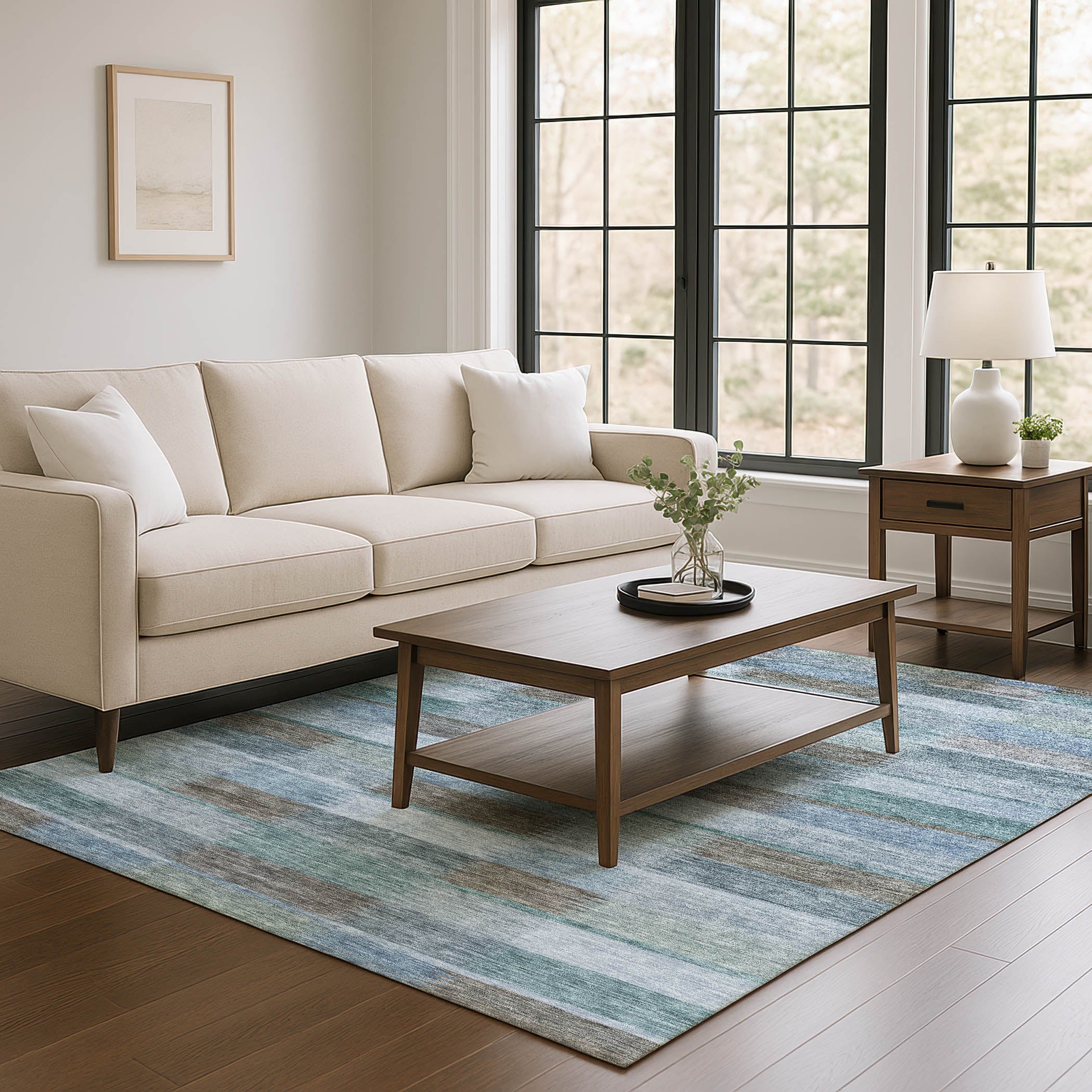 Bergen Machine Washable Transitional Blue Rug 2'6" x 3'10" #shape_Rectangle