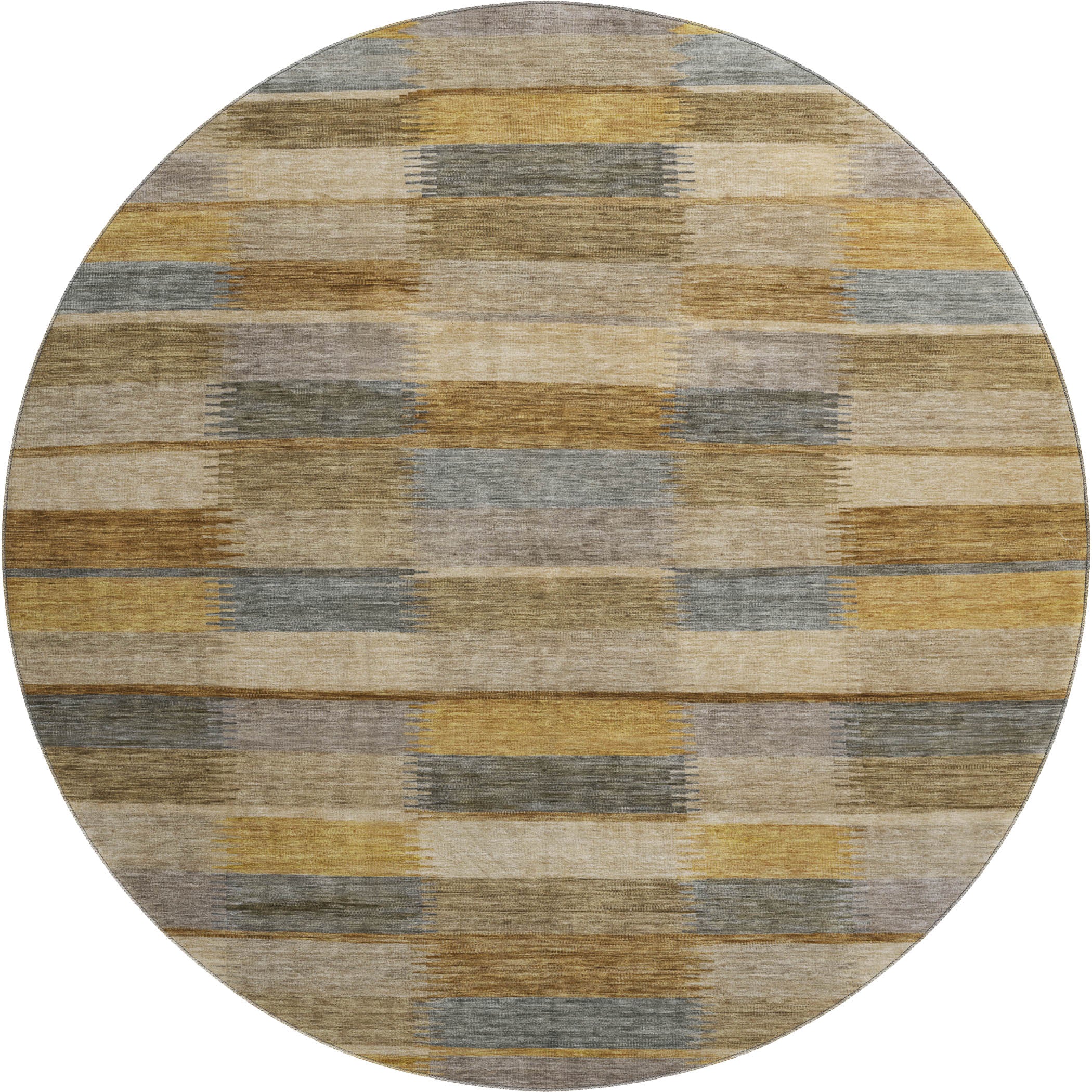 Bergen Machine Washable Transitional Brown Rug 8' x 8' #shape_Round