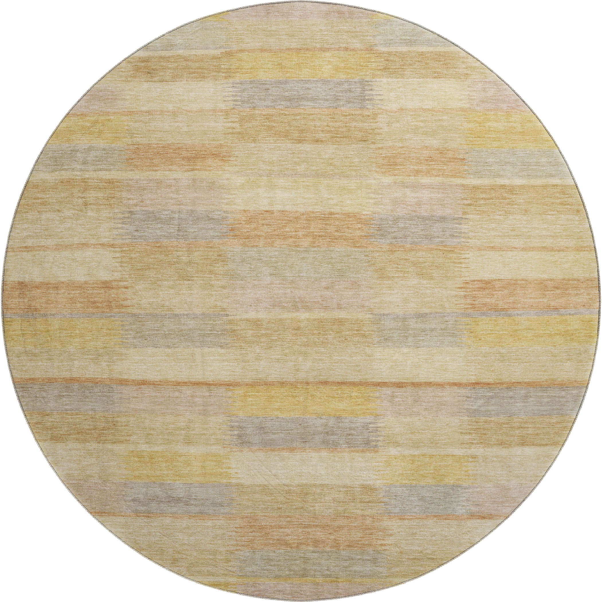 Bergen Machine Washable Transitional Wheat Gold Rug 8' x 8' #shape_Round