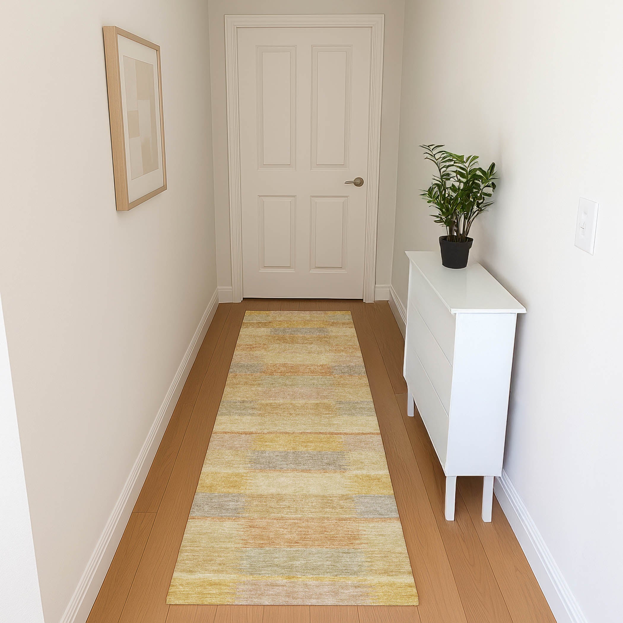 Bergen Machine Washable Transitional Wheat Gold Rug 2'3" x 7'6" #shape_Runner
