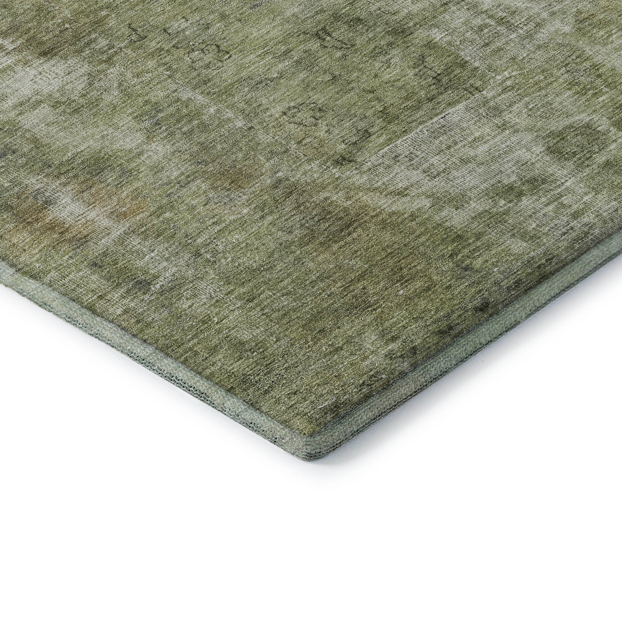 Dublin Machine Washable Traditional Aloe Green Rug 1'8" x 2'6" #shape_Rectangle