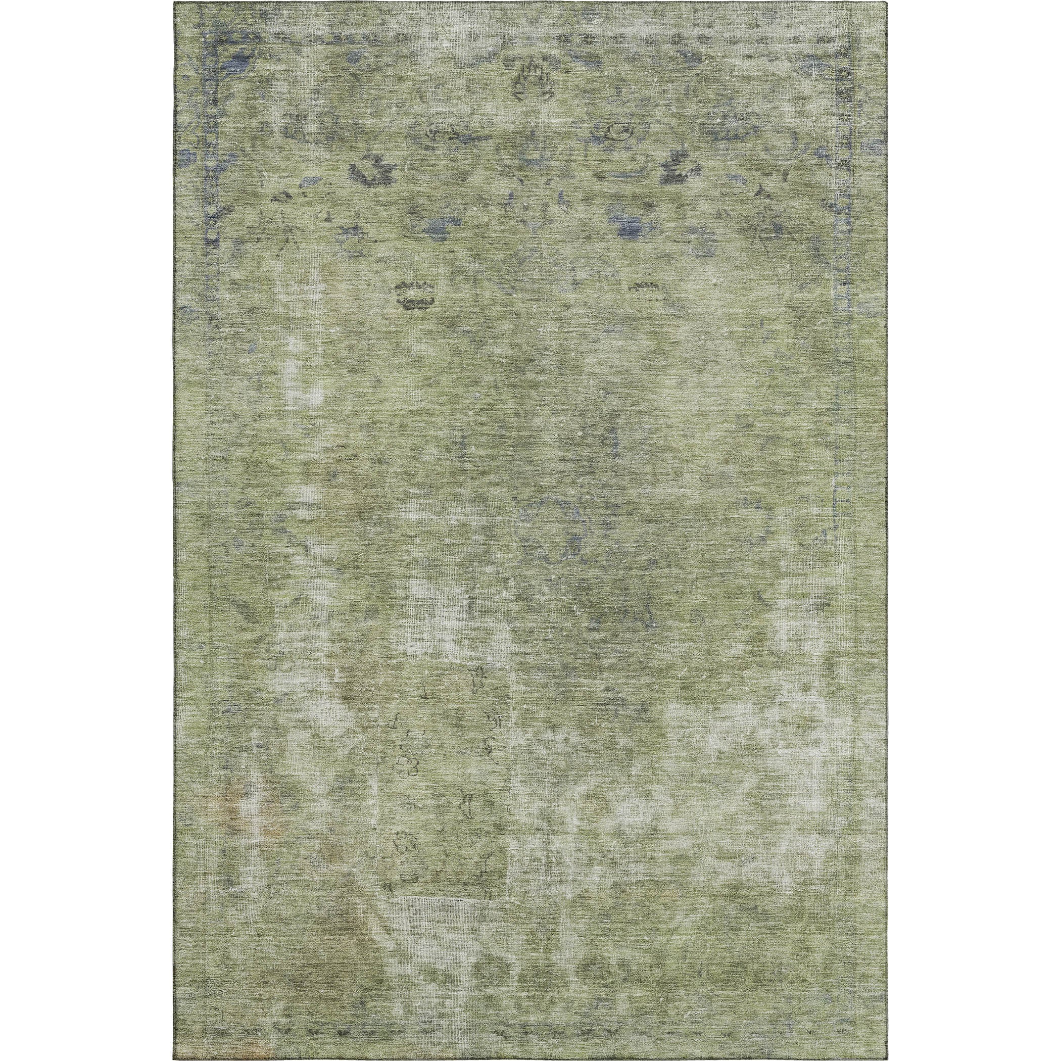 Dublin Machine Washable Traditional Aloe Green Rug 2'6" x 3'10" #shape_Rectangle