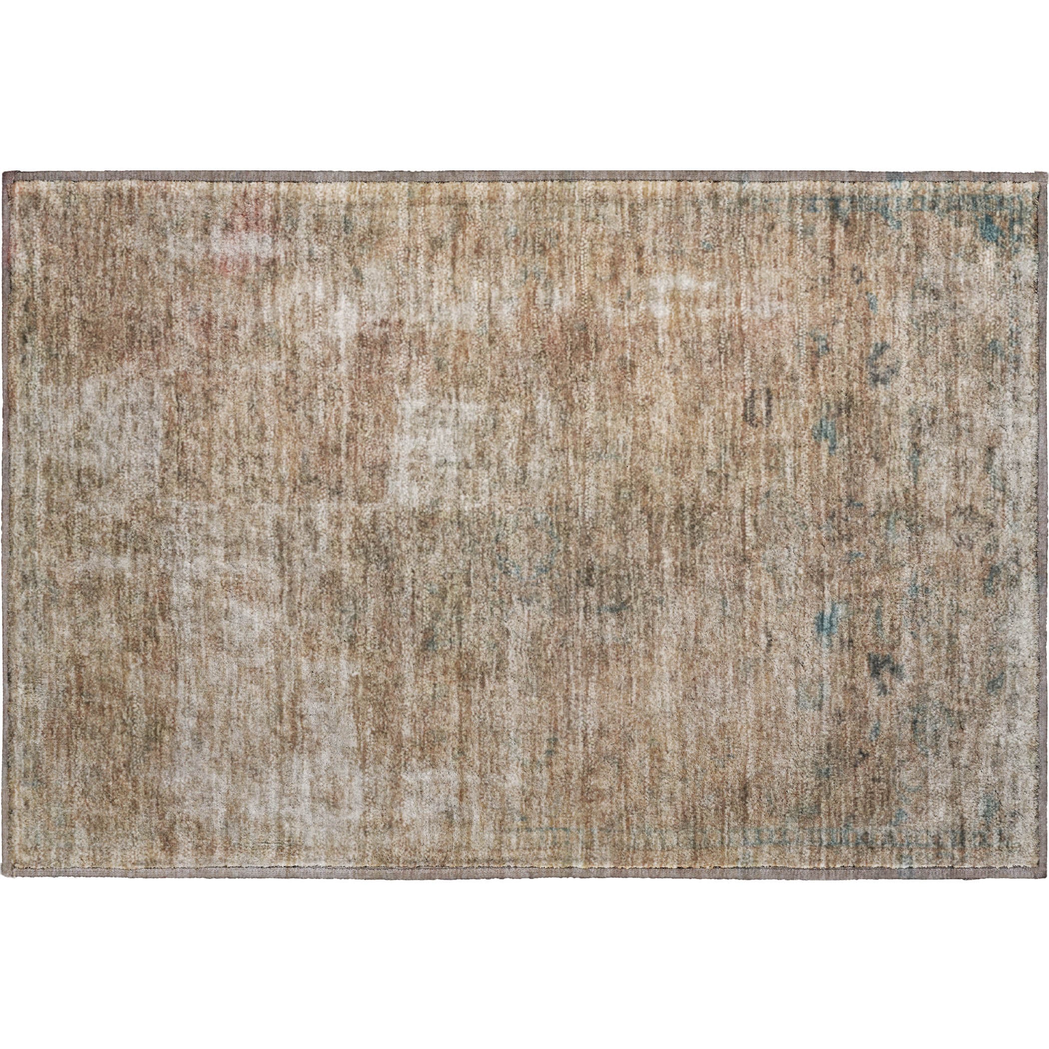 Dublin Machine Washable Traditional Beige Brown Rug 1'8" x 2'6" #shape_Rectangle