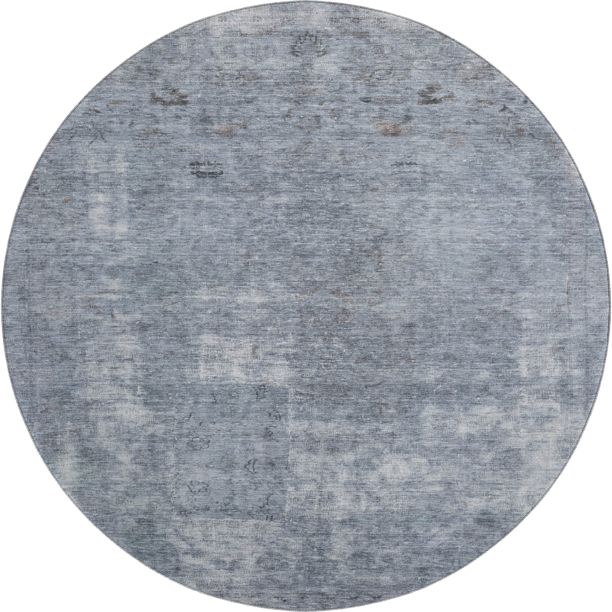 Dublin Machine Washable Traditional Blue Rug 8' x 8' #shape_Round
