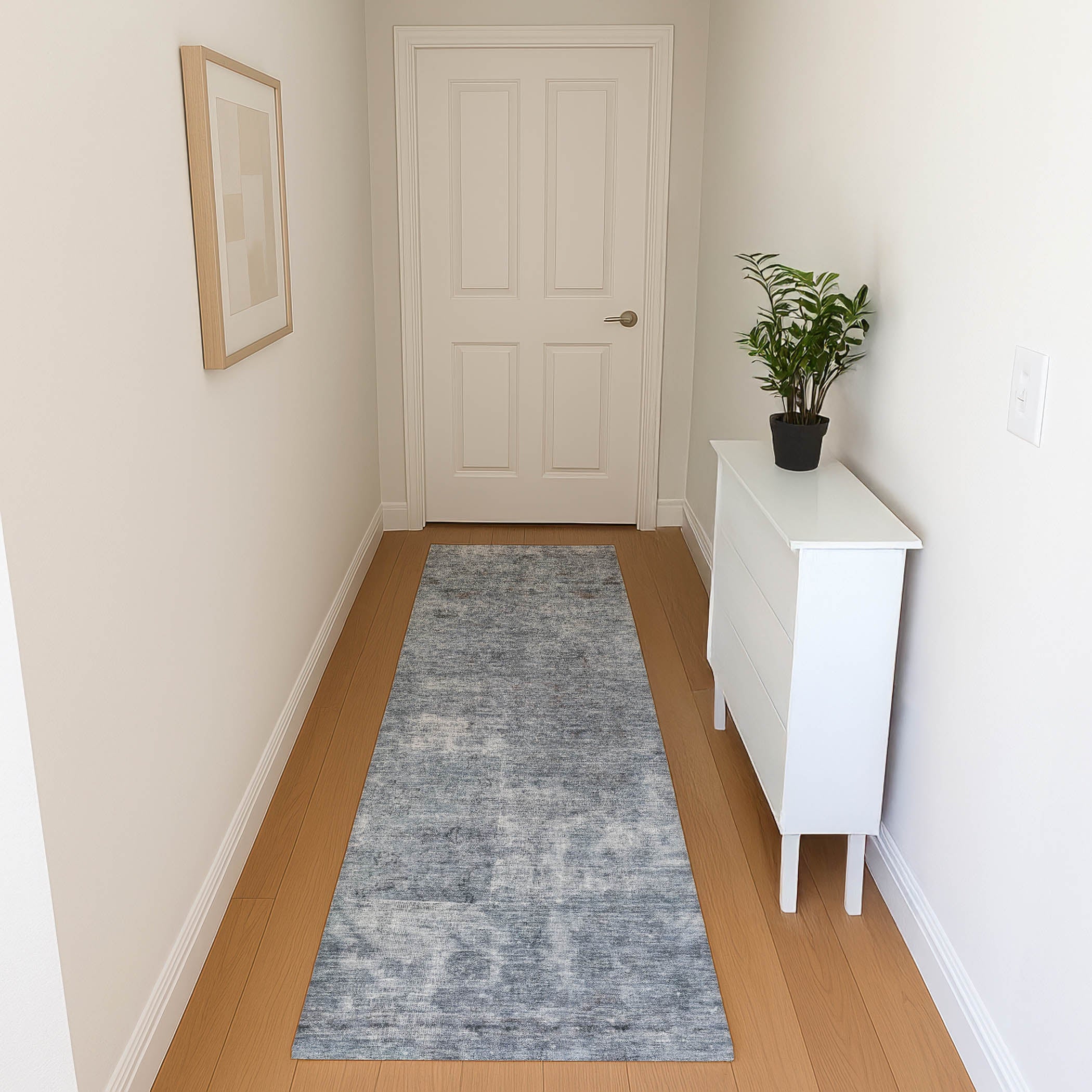 Dublin Machine Washable Traditional Blue Rug 2'3" x 7'6" #shape_Runner