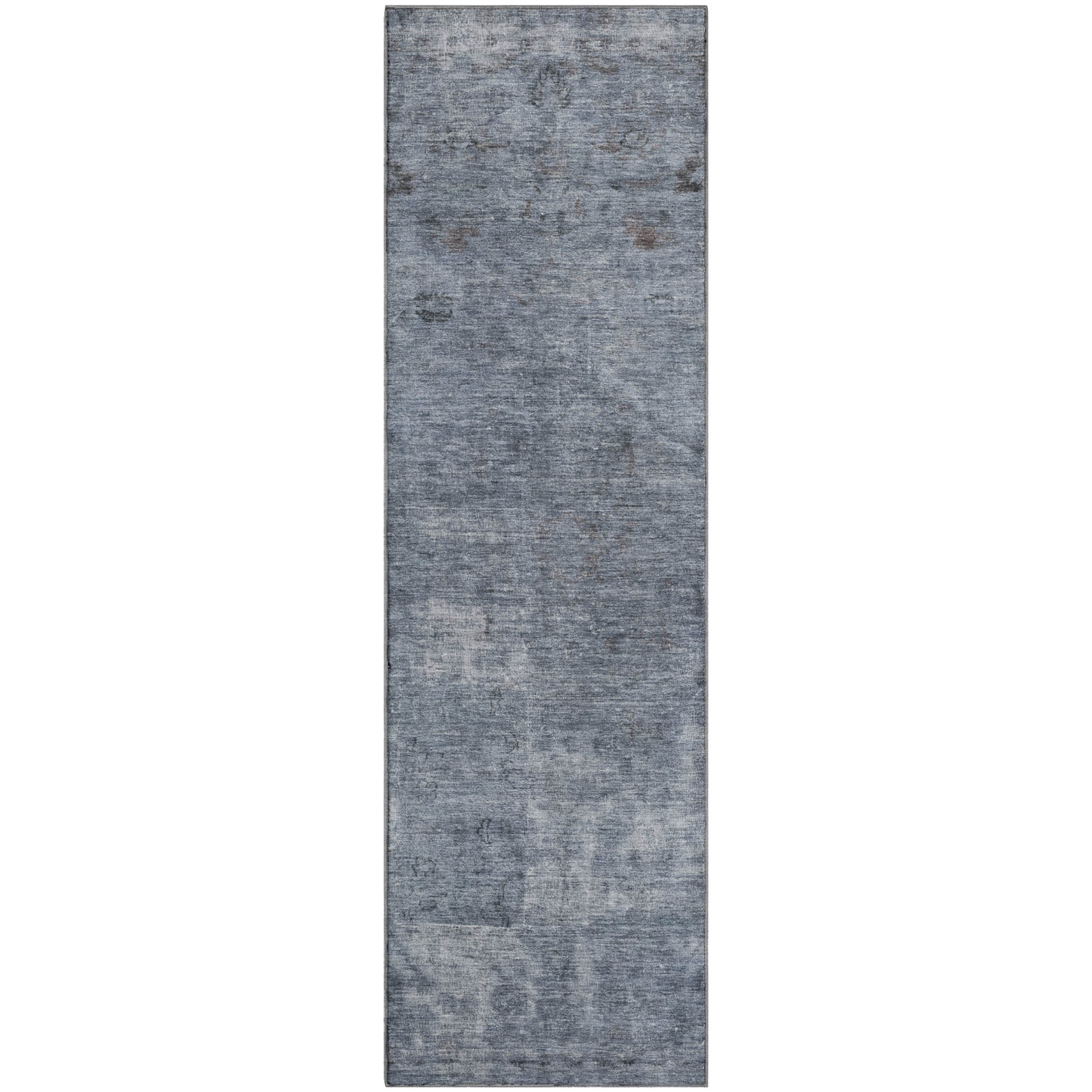 Dublin Machine Washable Traditional Blue Rug 2'3" x 7'6" #shape_Runner